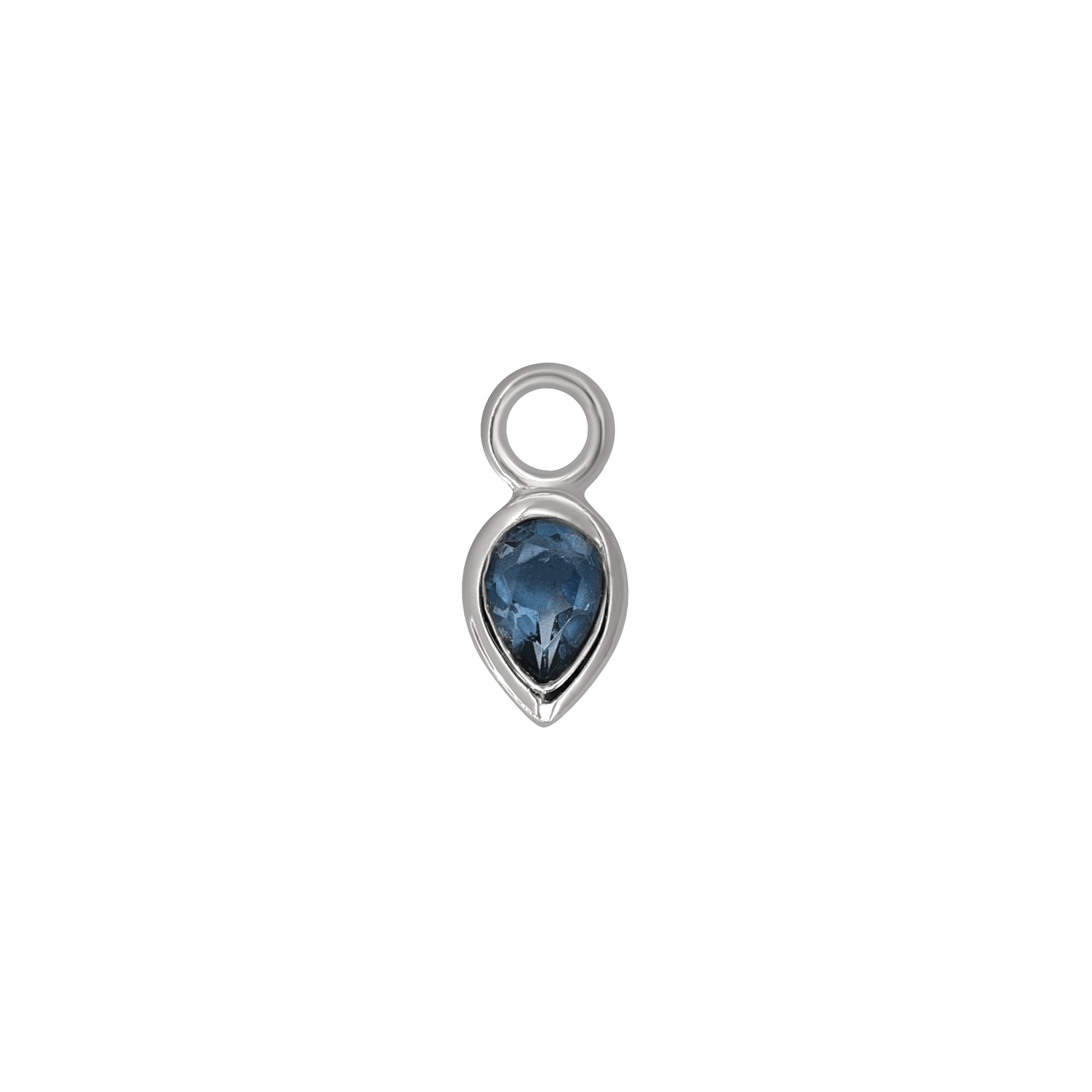 BEATTI Charms White Gold / London Blue Topaz Emma • White Gold Pear Cut Gemstone Hoop Charm BTPG015 Emma • White Gold Pear Cut Gemstone Hoop Charm