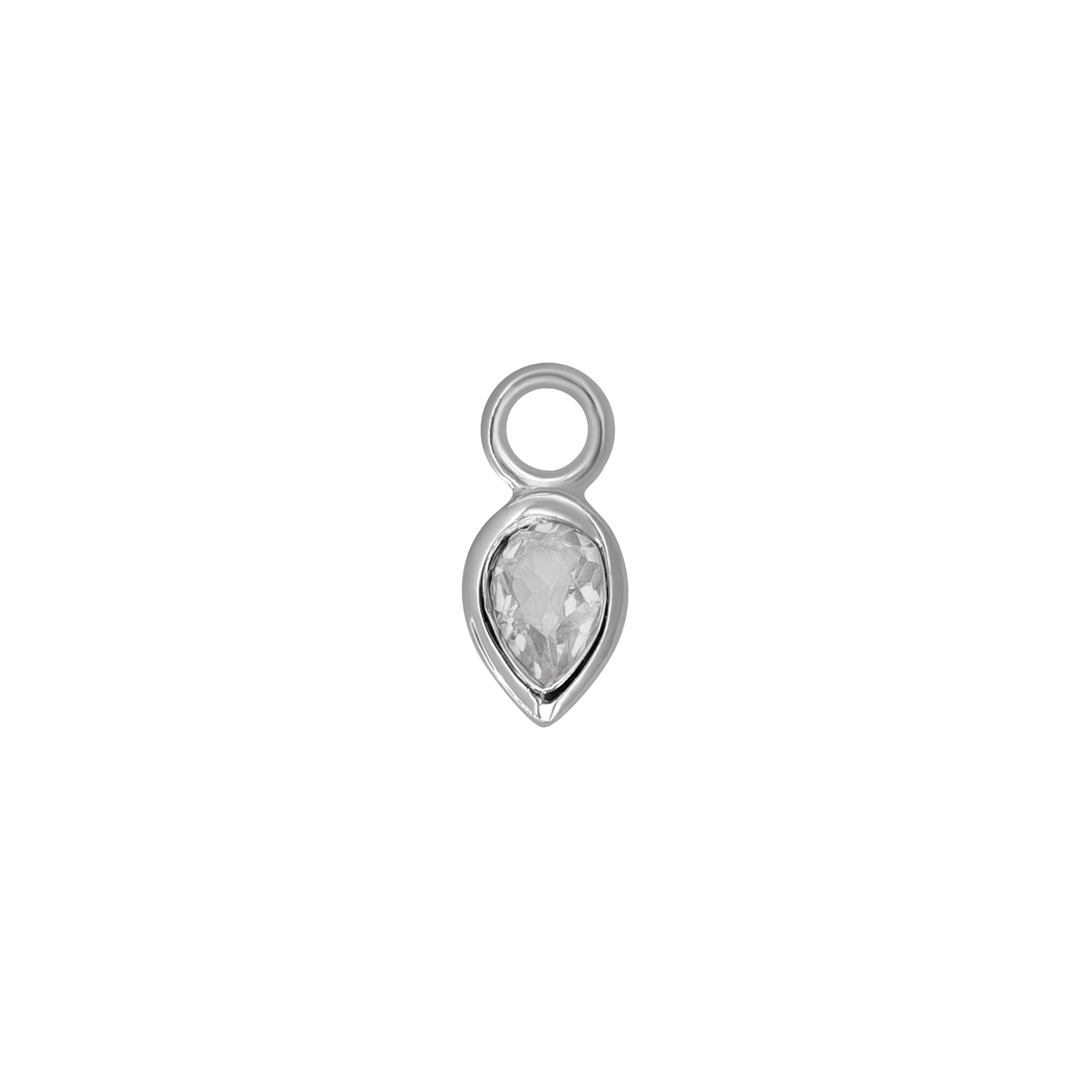 BEATTI Charms White Gold / White Topaz Emma • White Gold Pear Cut Gemstone Hoop Charm BTPG015 Emma • White Gold Pear Cut Gemstone Hoop Charm
