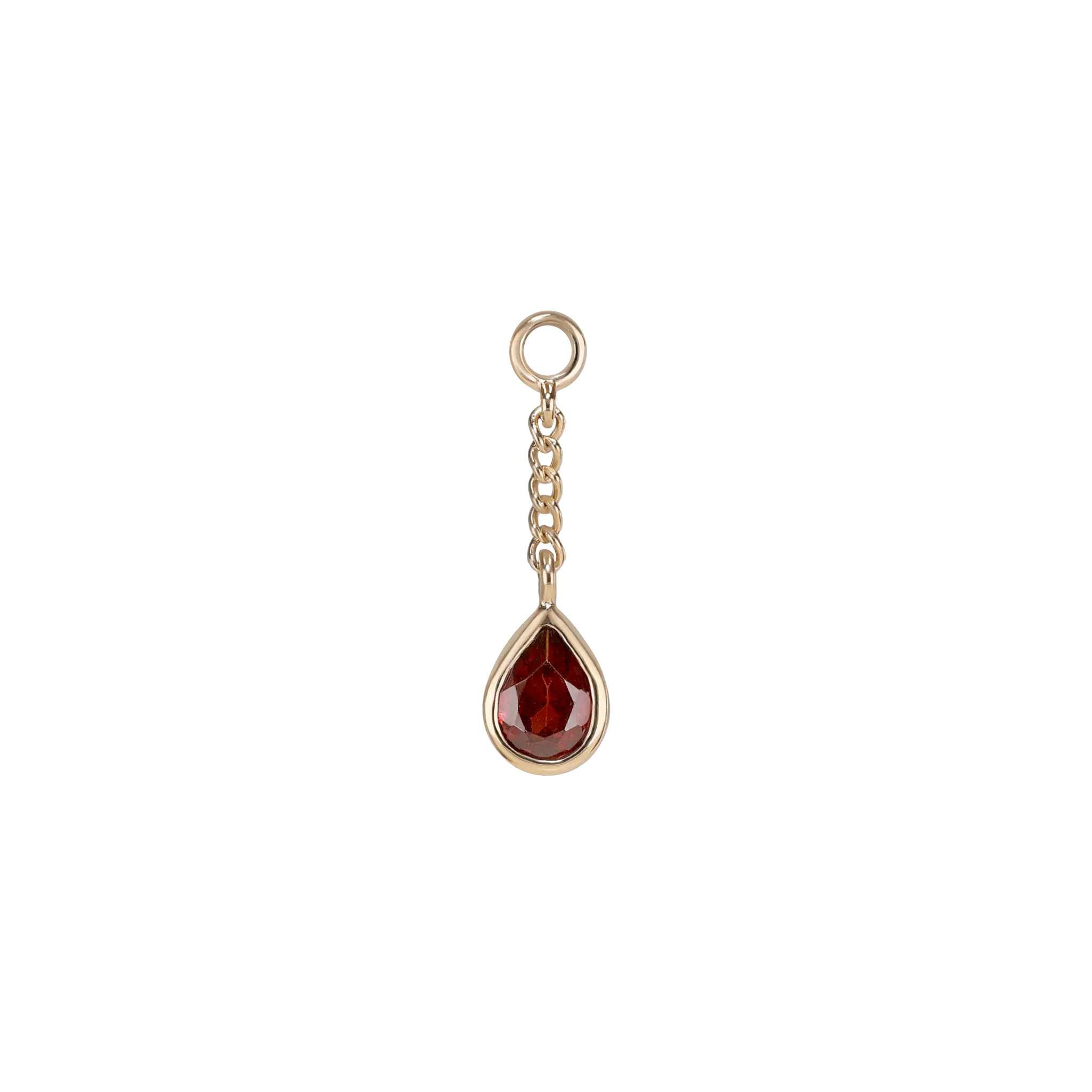 BEATTI Charms Gold / Garnet Juno • Teardrop Gemstone Chain Charm BTFG010 Juno • Teardrop Gemstone Chain Charm