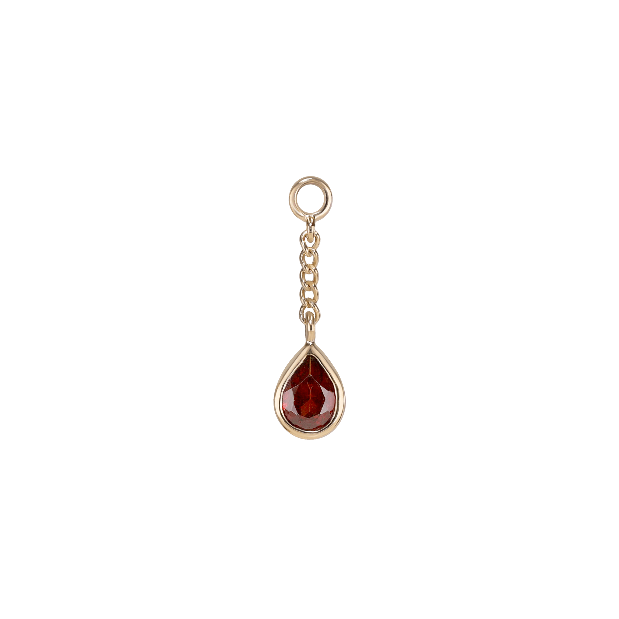 BEATTI Charms Gold / Garnet Juno • Teardrop Gemstone Chain Charm BTFG010 Juno • Teardrop Gemstone Chain Charm