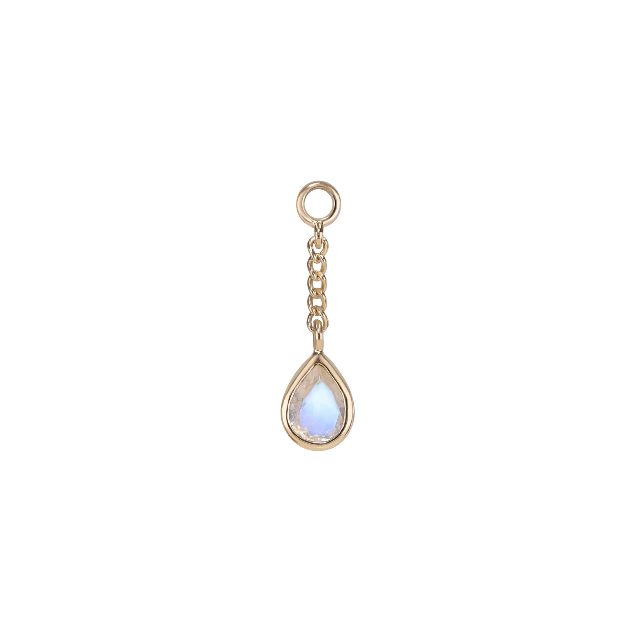 BEATTI Charms Gold / Rainbow Moonstone Juno • Teardrop Gemstone Chain Charm BTFG010 Juno • Teardrop Gemstone Chain Charm