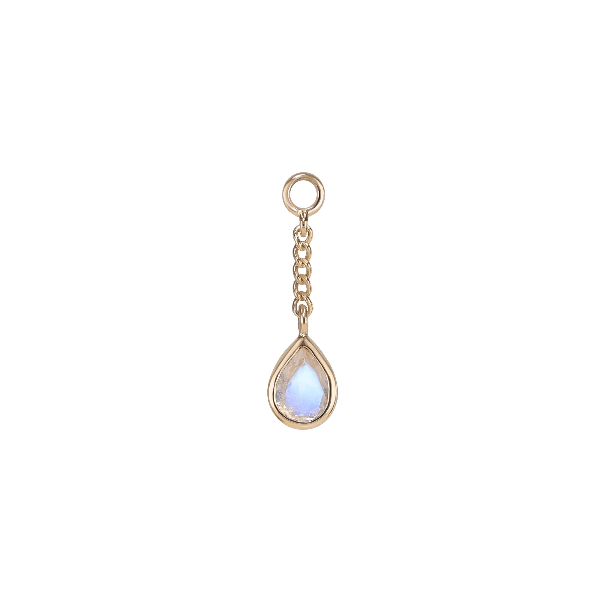BEATTI Charms Gold / Rainbow Moonstone Juno • Teardrop Gemstone Chain Charm BTFG010 Juno • Teardrop Gemstone Chain Charm