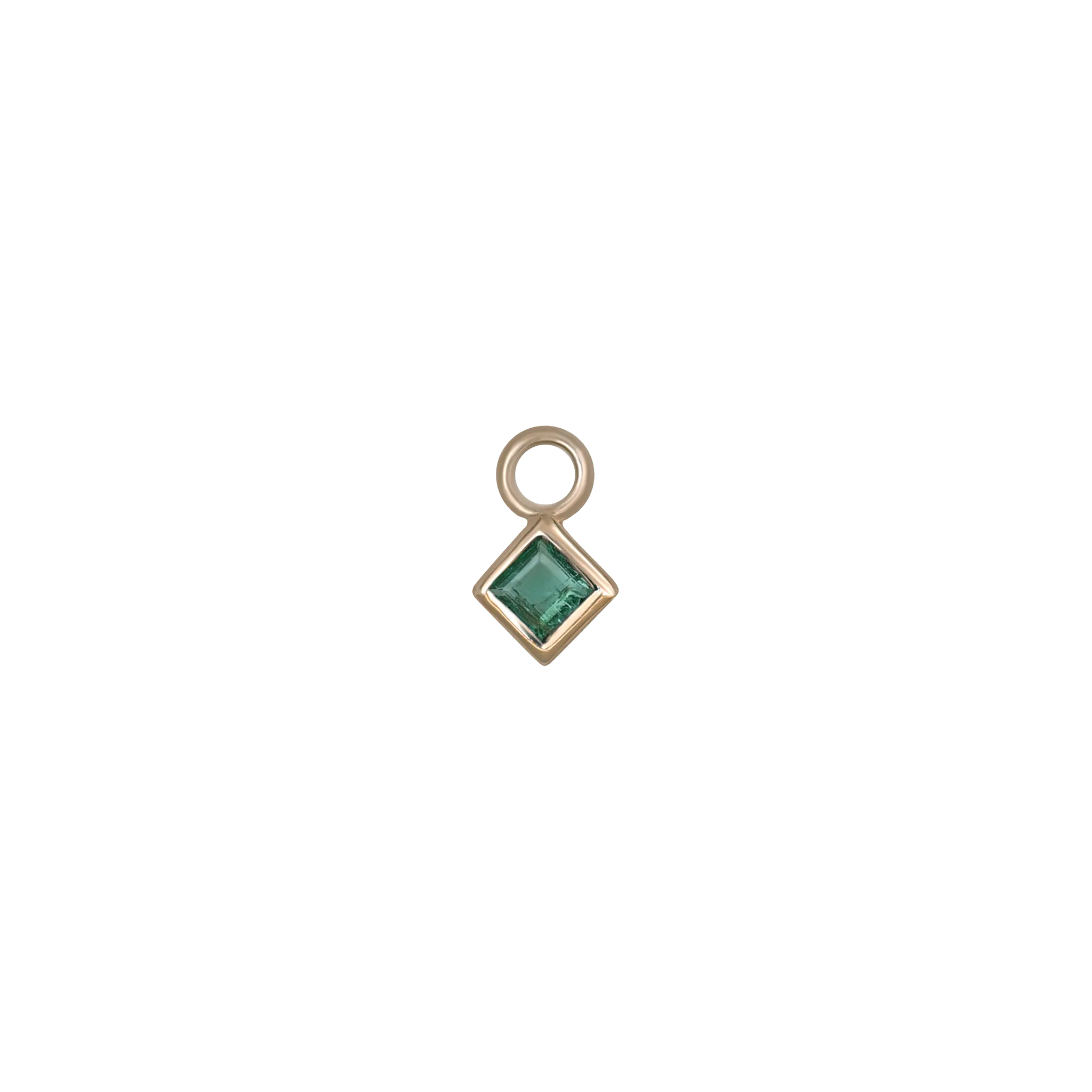 BEATTI Charms Gold / Emerald Neo · 14K Gold Princess Cut Gemstone Hoop Charm Neo · 14K Gold Princess Cut Gemstone Hoop Charm