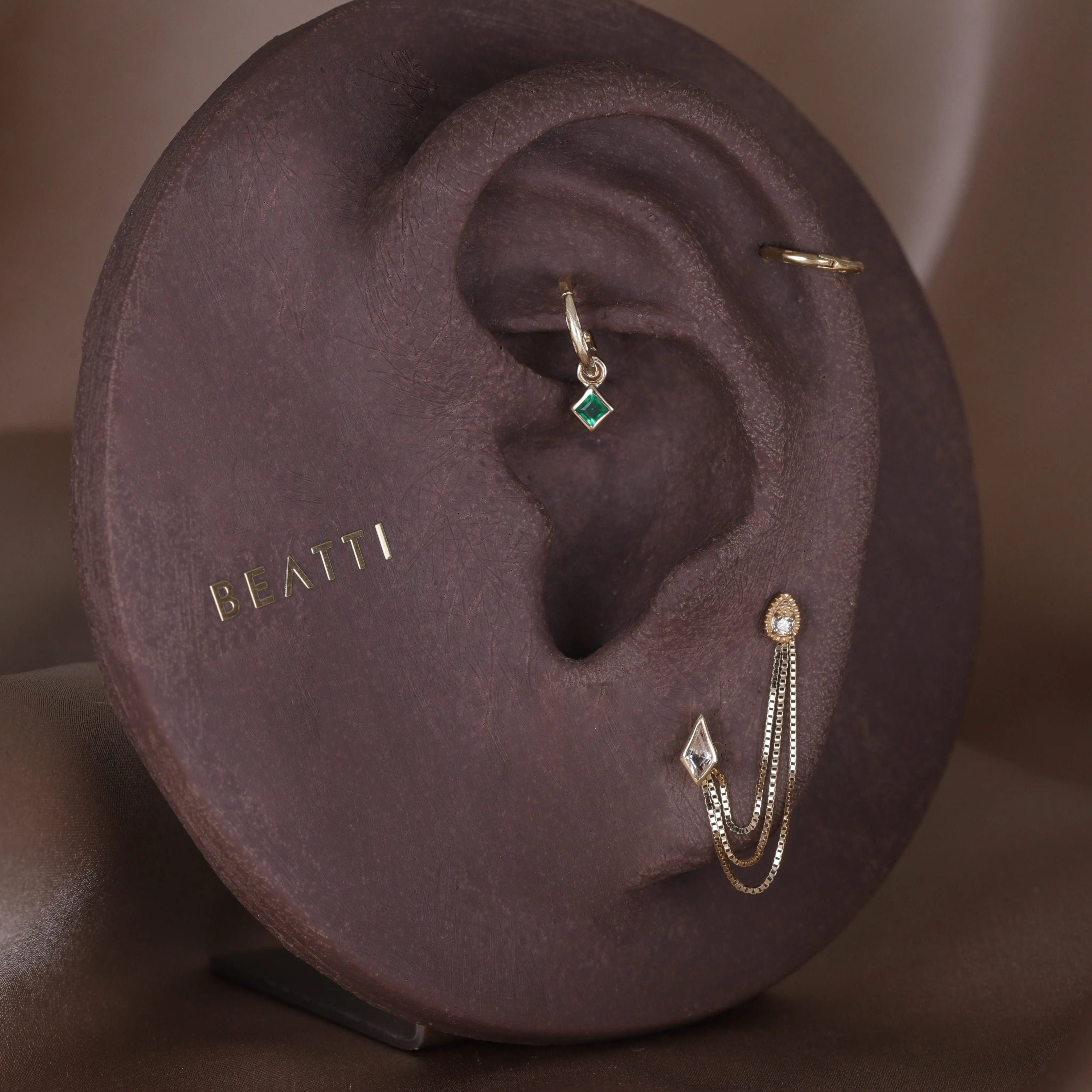 BEATTI Charms Neo · 14K Gold Princess Cut Gemstone Hoop Charm Neo · 14K Gold Princess Cut Gemstone Hoop Charm