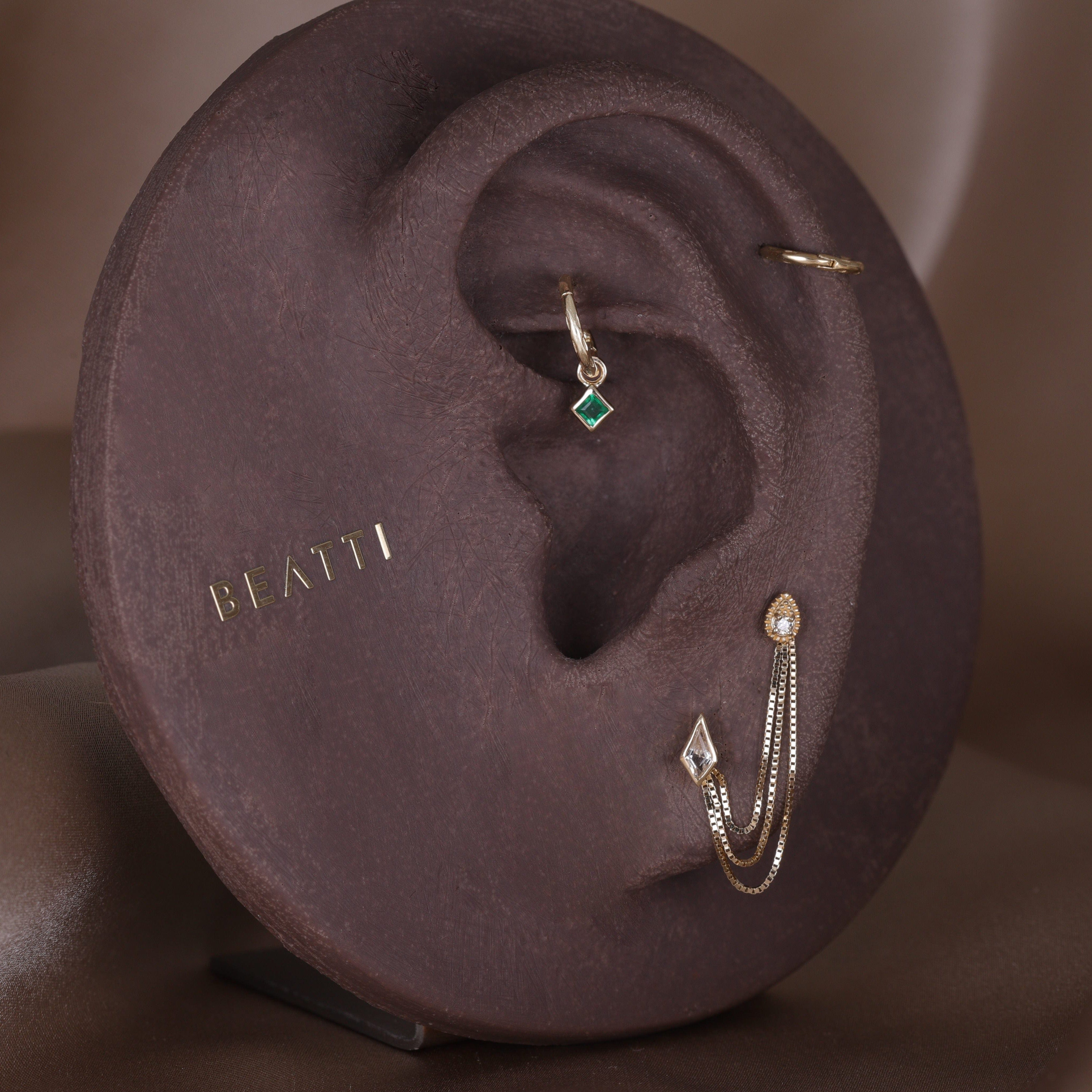 BEATTI Charms Neo · 14K Gold Princess Cut Gemstone Hoop Charm Neo · 14K Gold Princess Cut Gemstone Hoop Charm