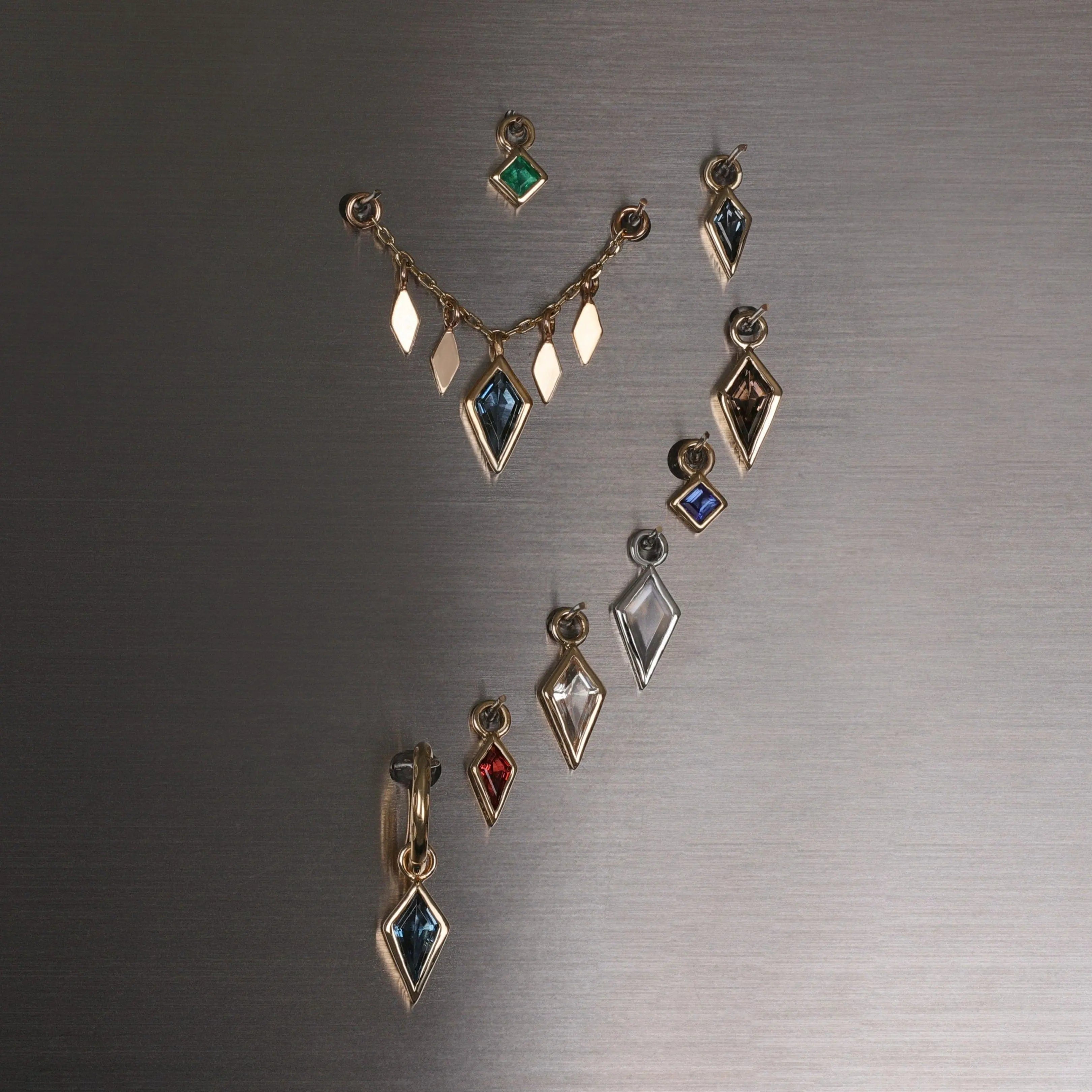 BEATTI Charms Neo · 14K Gold Princess Cut Gemstone Hoop Charm Neo · 14K Gold Princess Cut Gemstone Hoop Charm