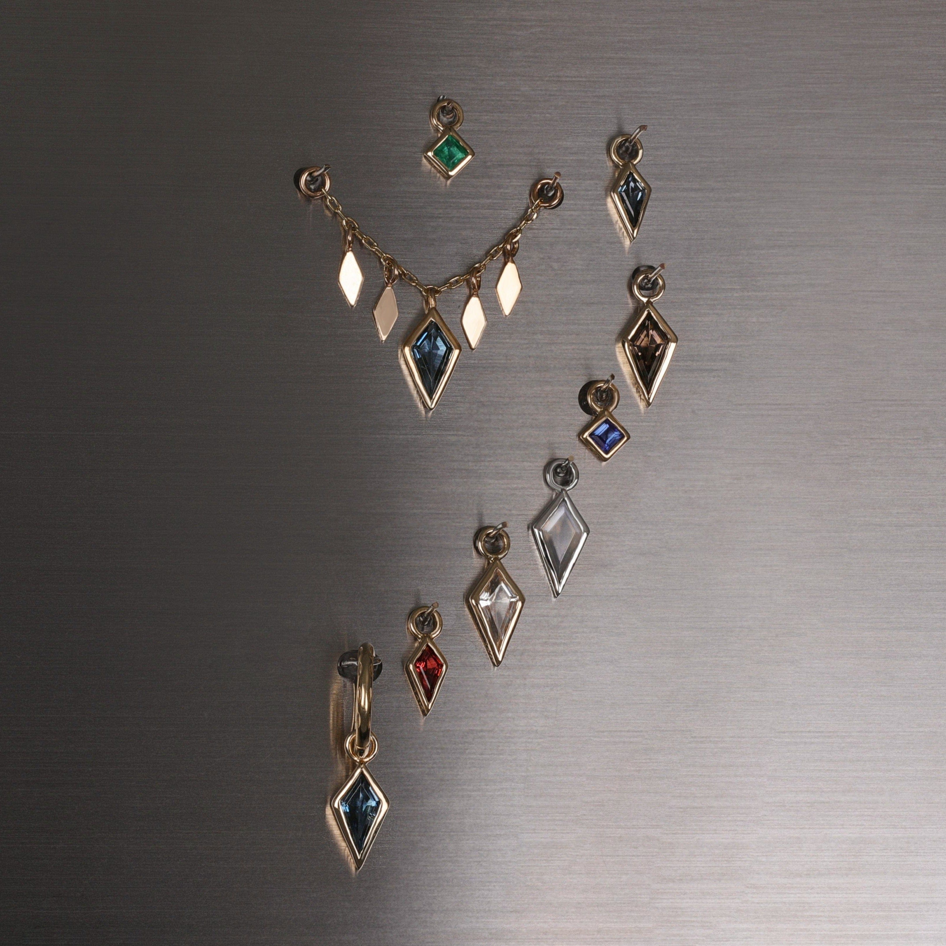 BEATTI Charms Neo · 14K Gold Princess Cut Gemstone Hoop Charm Neo · 14K Gold Princess Cut Gemstone Hoop Charm