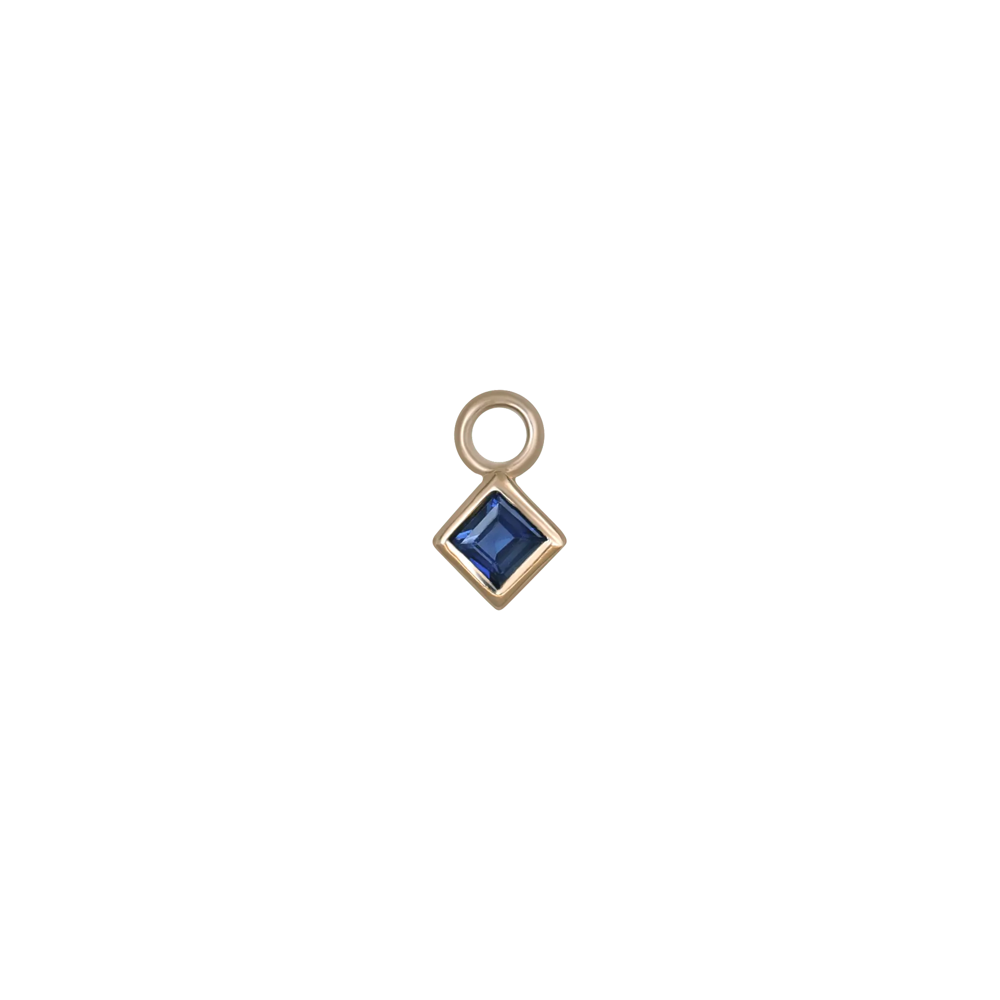 BEATTI Charms Gold / Sapphire Neo · 14K Gold Princess Cut Gemstone Hoop Charm Neo · 14K Gold Princess Cut Gemstone Hoop Charm