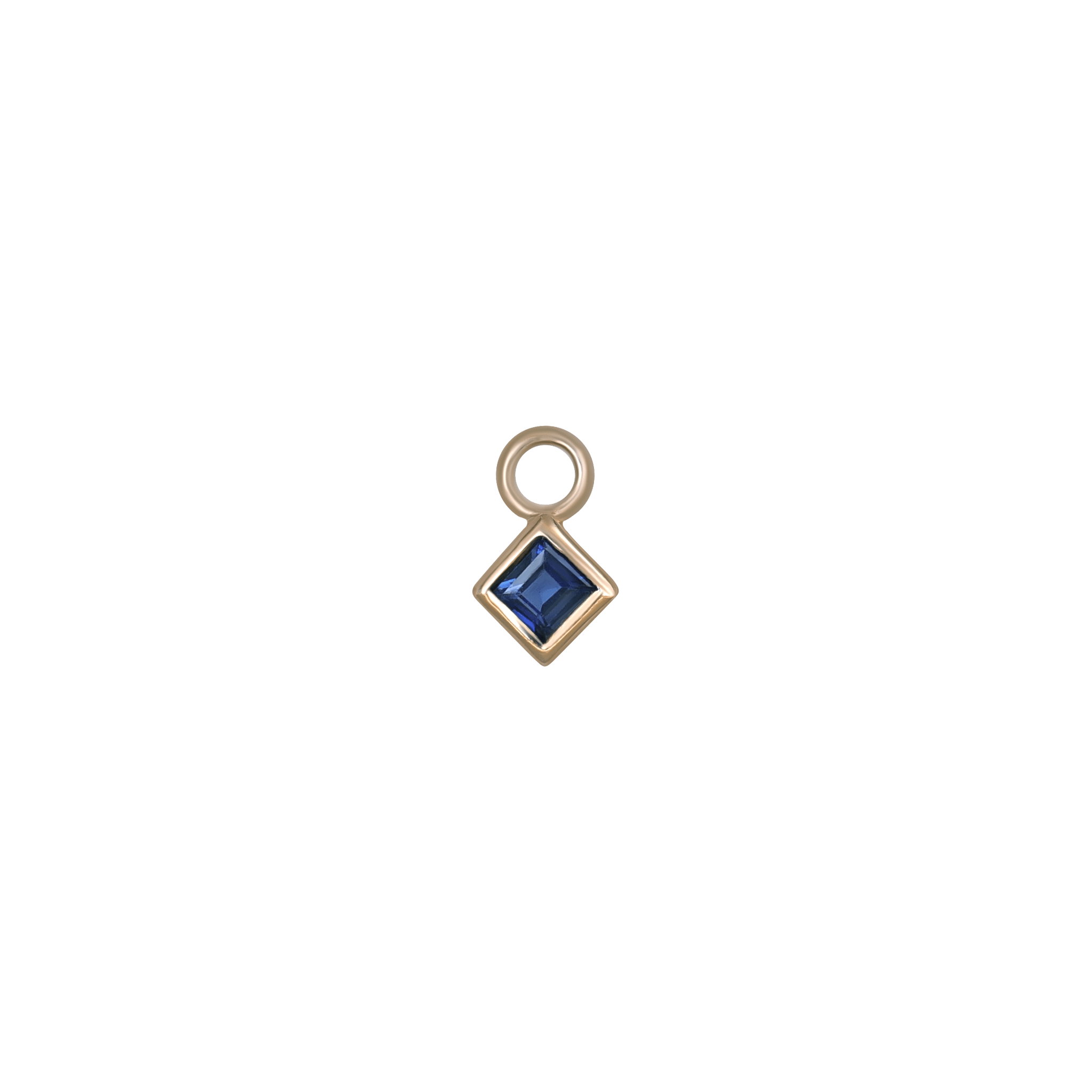 BEATTI Charms Gold / Sapphire Neo · 14K Gold Princess Cut Gemstone Hoop Charm Neo · 14K Gold Princess Cut Gemstone Hoop Charm