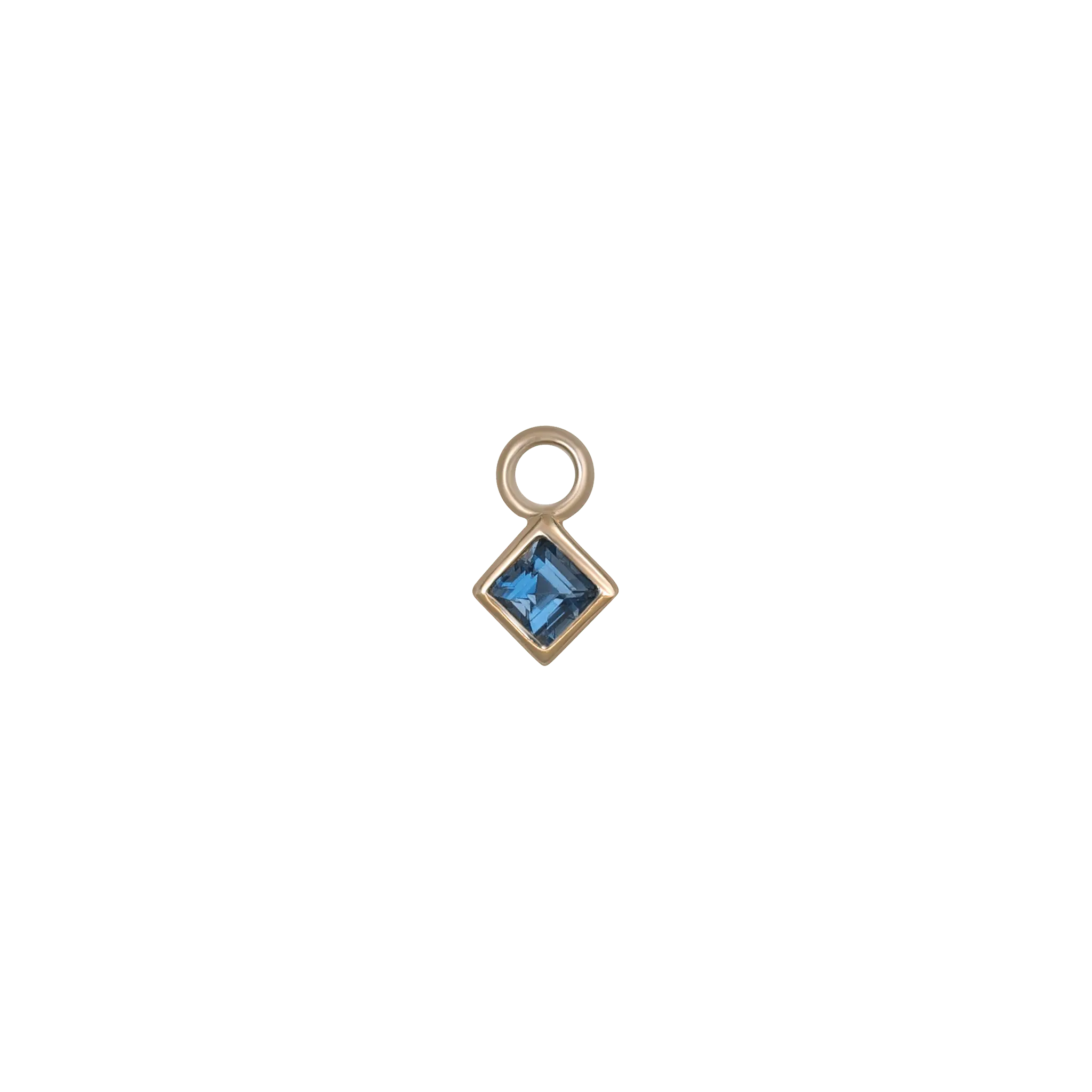 BEATTI Charms Gold / London Blue Topaz Neo · 14K Gold Princess Cut Gemstone Hoop Charm Neo · 14K Gold Princess Cut Gemstone Hoop Charm