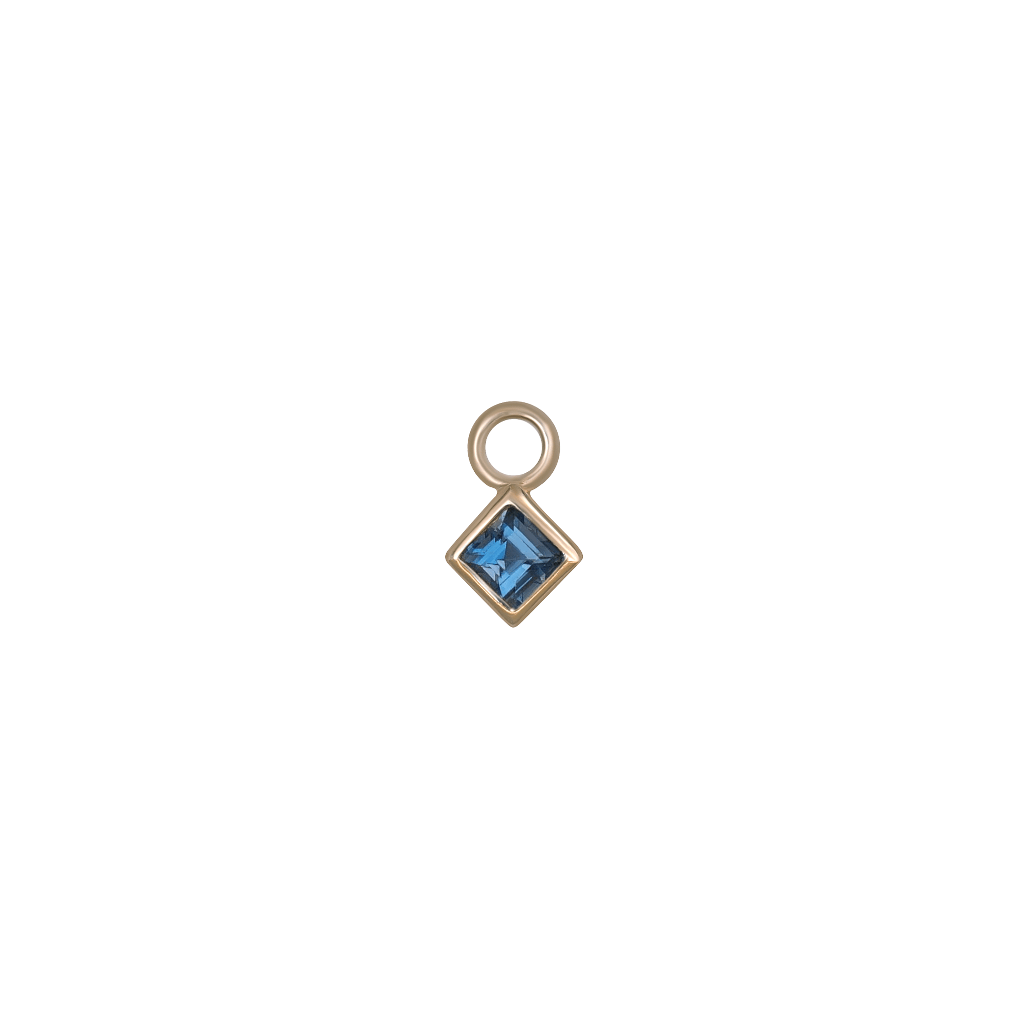 BEATTI Charms Gold / London Blue Topaz Neo · 14K Gold Princess Cut Gemstone Hoop Charm Neo · 14K Gold Princess Cut Gemstone Hoop Charm