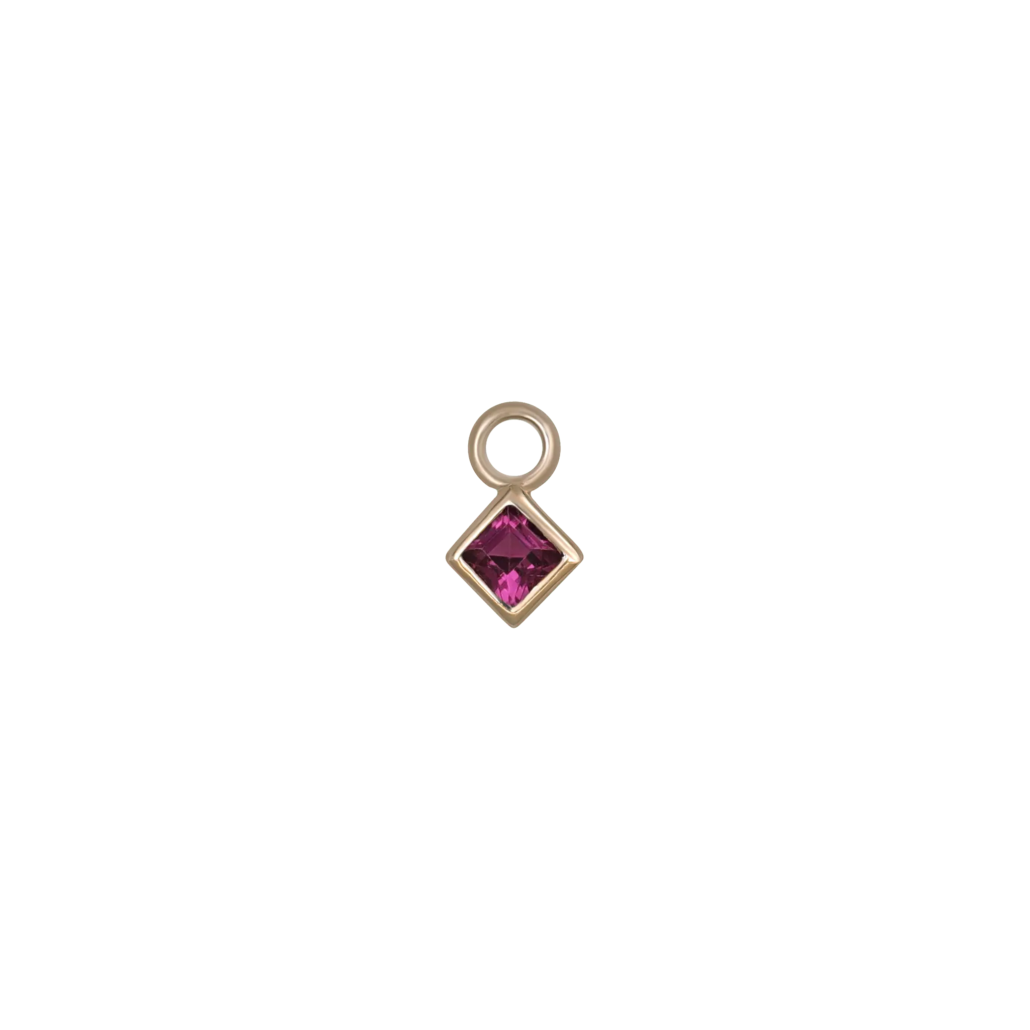 BEATTI Charms Gold / Rhodolite Garnet Neo · 14K Gold Princess Cut Gemstone Hoop Charm Neo · 14K Gold Princess Cut Gemstone Hoop Charm