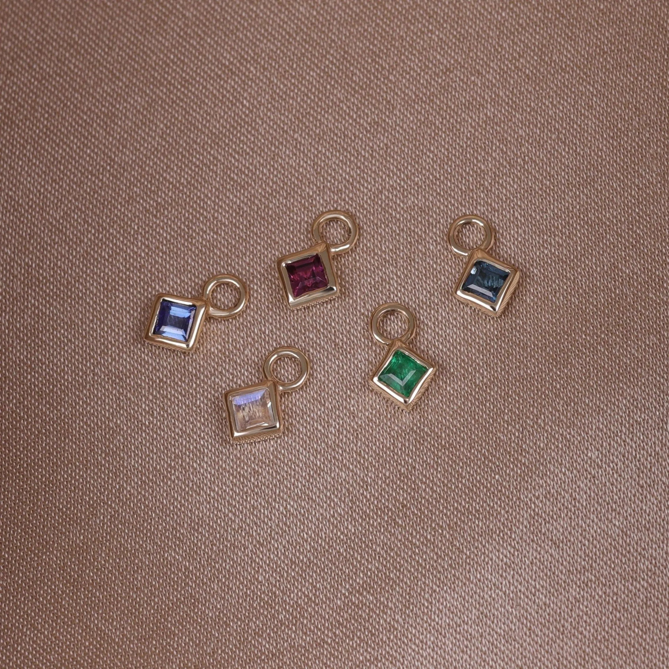 BEATTI Charms Neo · 14K Gold Princess Cut Gemstone Hoop Charm Neo · 14K Gold Princess Cut Gemstone Hoop Charm