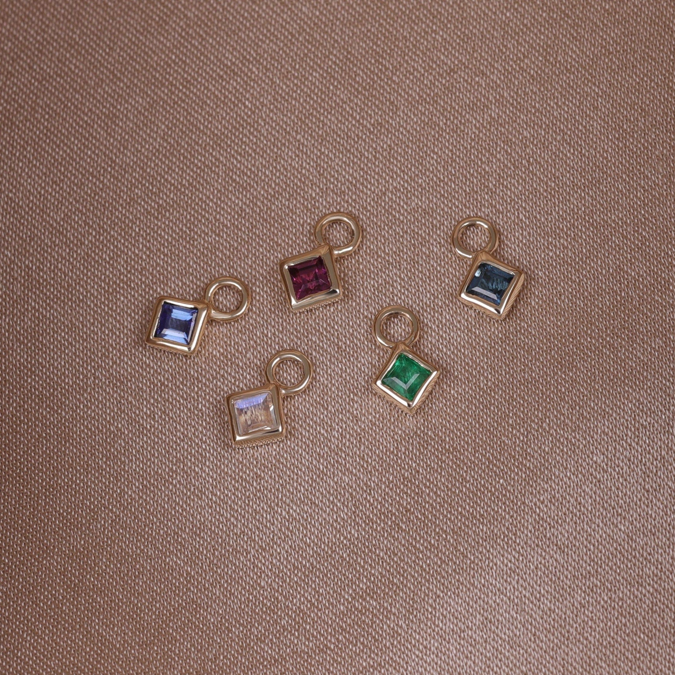 BEATTI Charms Neo · 14K Gold Princess Cut Gemstone Hoop Charm Neo · 14K Gold Princess Cut Gemstone Hoop Charm