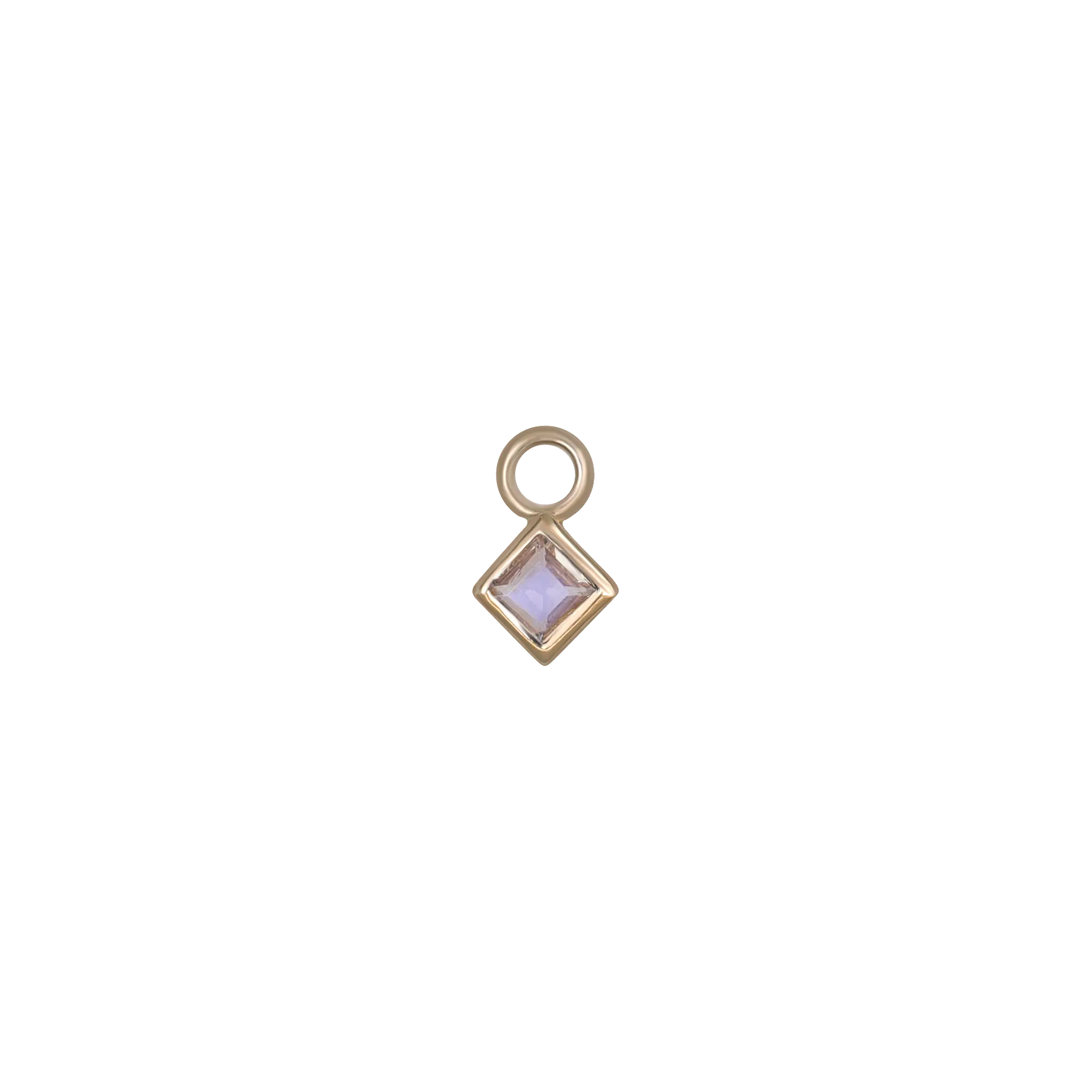 BEATTI Charms Gold / Rainbow Moonstone Neo · 14K Gold Princess Cut Gemstone Hoop Charm BTPG014 Neo · 14K Gold Princess Cut Gemstone Hoop Charm