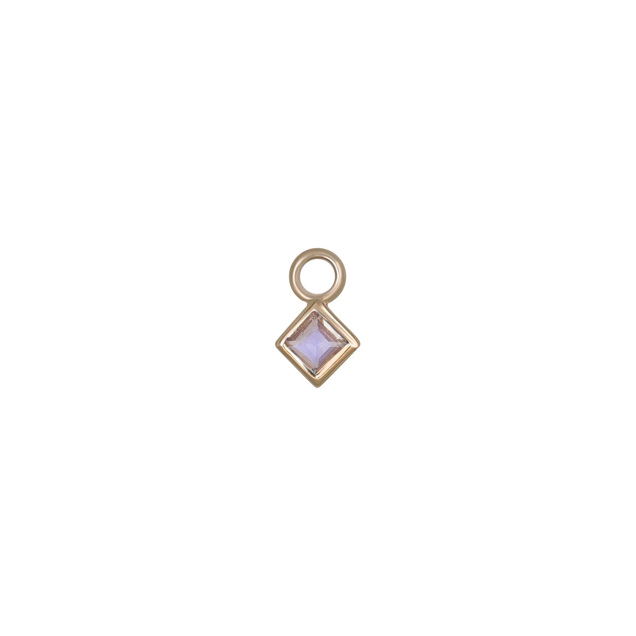 BEATTI Charms Gold / Rainbow Moonstone Neo · 14K Gold Princess Cut Gemstone Hoop Charm BTPG014 Neo · 14K Gold Princess Cut Gemstone Hoop Charm