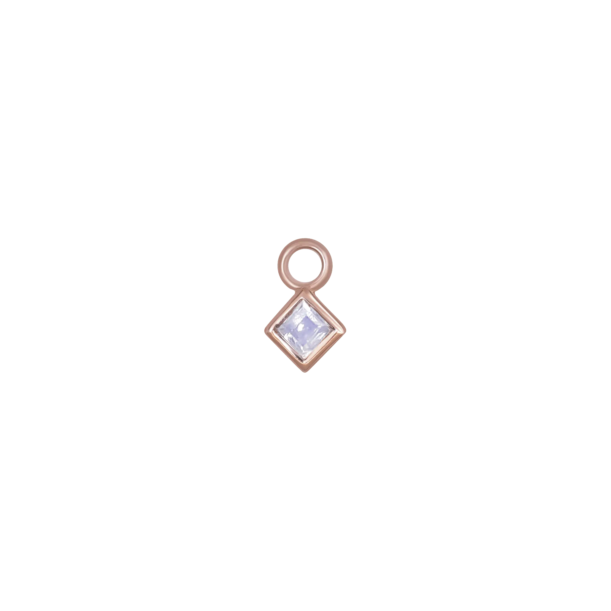 BEATTI Charms Rose Gold / Rainbow Moonstone Neo · 14K Rose Gold Princess Cut Moonstone Hoop Charm Neo · 14K Rose Gold Princess Cut Moonstone Hoop Charm