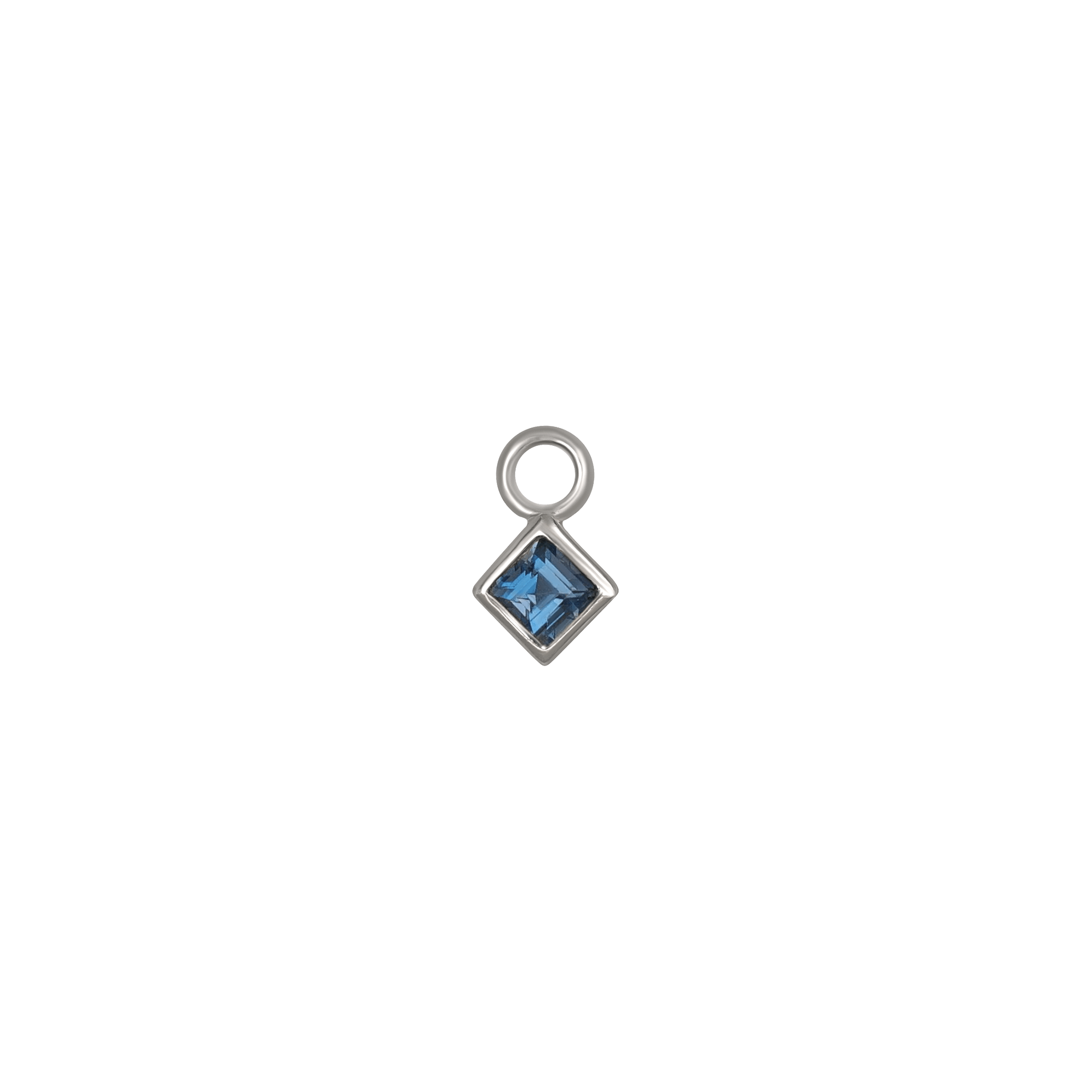 BEATTI Charms White Gold / London Blue Topaz Neo · White Gold Princess Cut Gemstone Hoop Charm BTPG014 WG Neo · White Gold Princess Cut Gemstone Hoop Charm