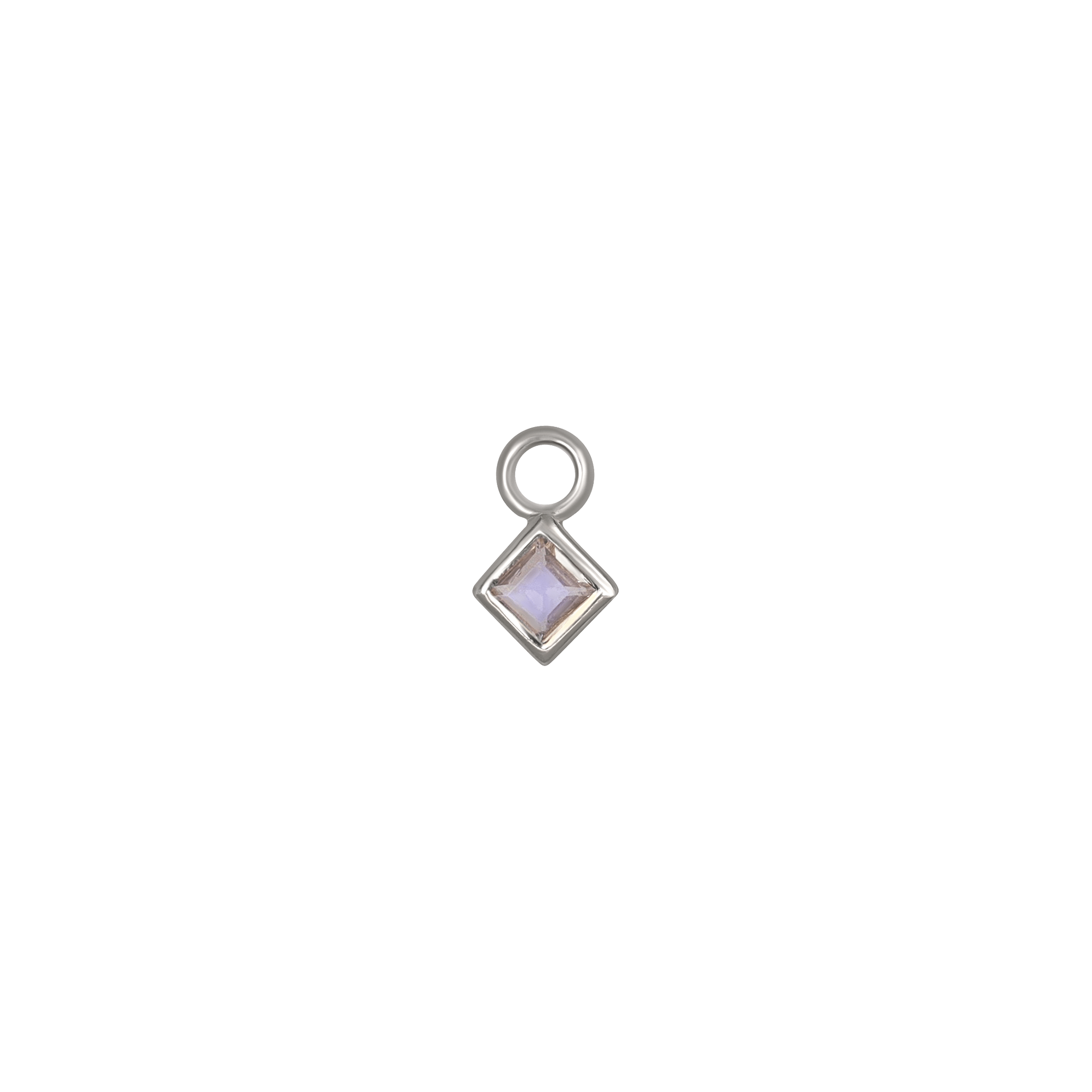 BEATTI Charms White Gold / Rainbow Moonstone Neo · White Gold Princess Cut Gemstone Hoop Charm BTPG014 WG Neo · White Gold Princess Cut Gemstone Hoop Charm