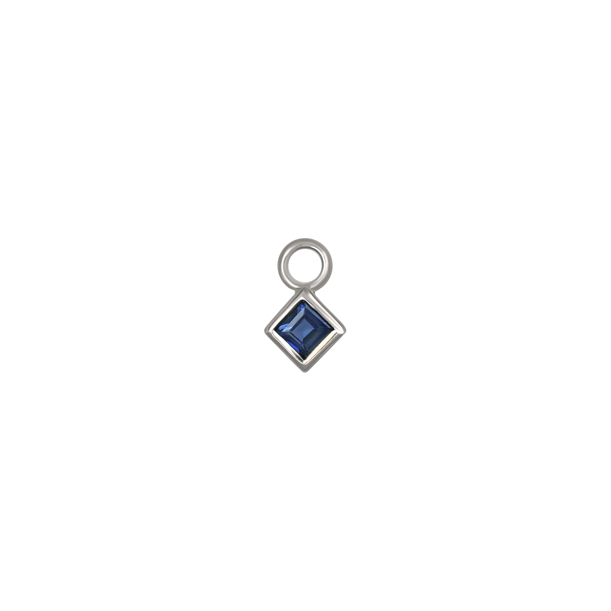 BEATTI Charms White Gold / Sapphire Neo · White Gold Princess Cut Gemstone Hoop Charm BTPG014 WG Neo · White Gold Princess Cut Gemstone Hoop Charm