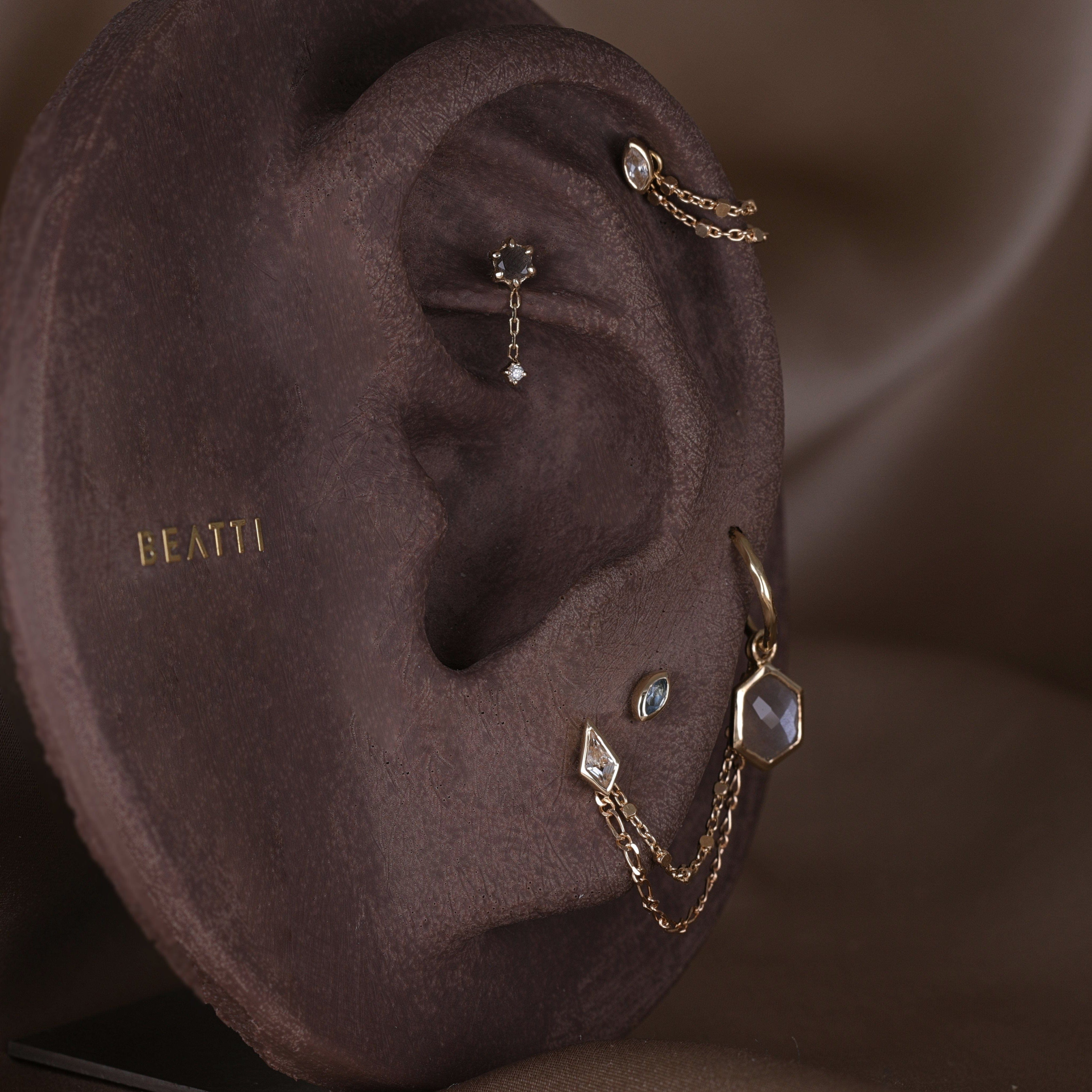 BEATTI Charms Rhea • 14K Gold Hexagon Gemstone Hoop Charm Rhea • 14K Gold Hexagon Gemstone Hoop Charm