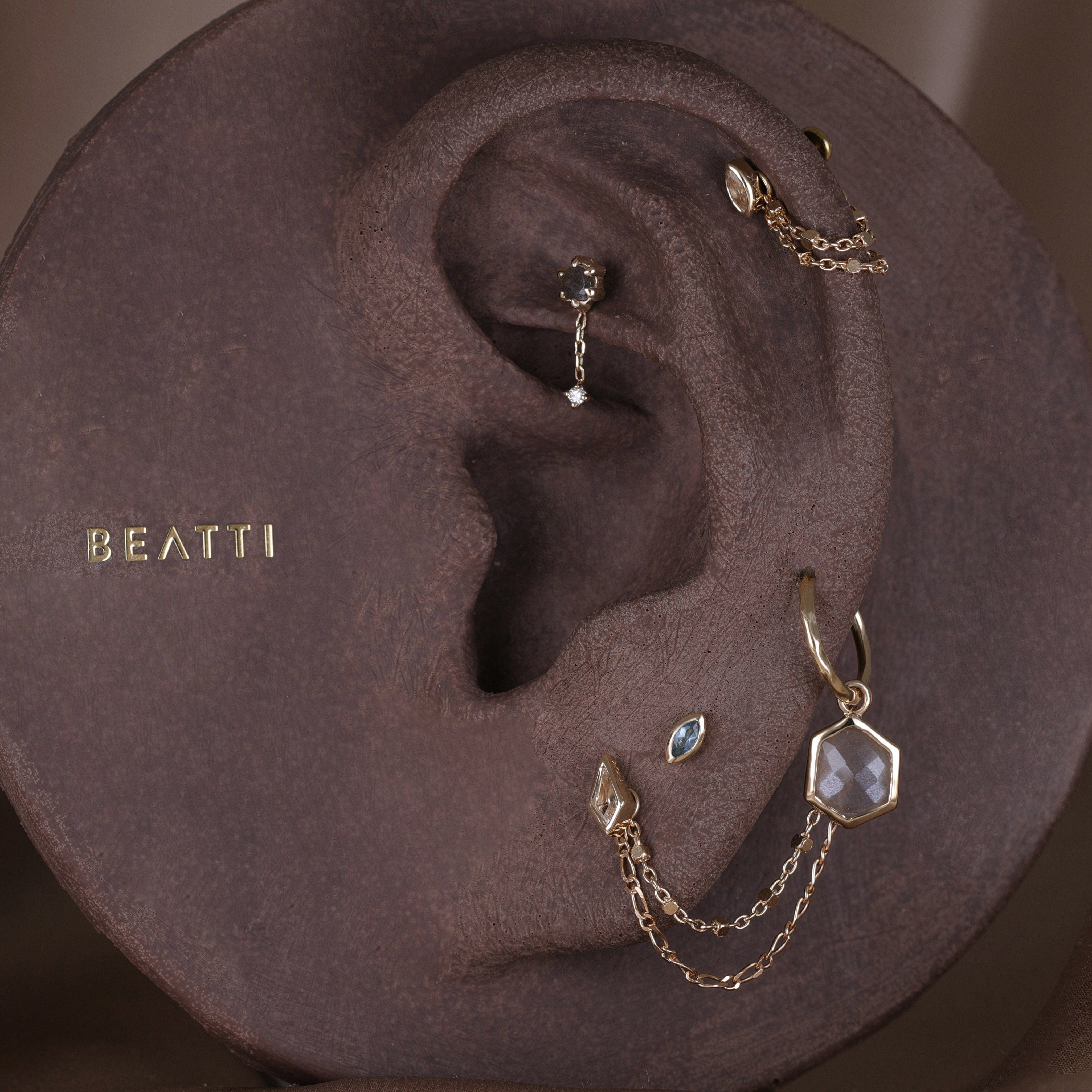 BEATTI Charms Rhea • 14K Gold Hexagon Gemstone Hoop Charm Rhea • 14K Gold Hexagon Gemstone Hoop Charm