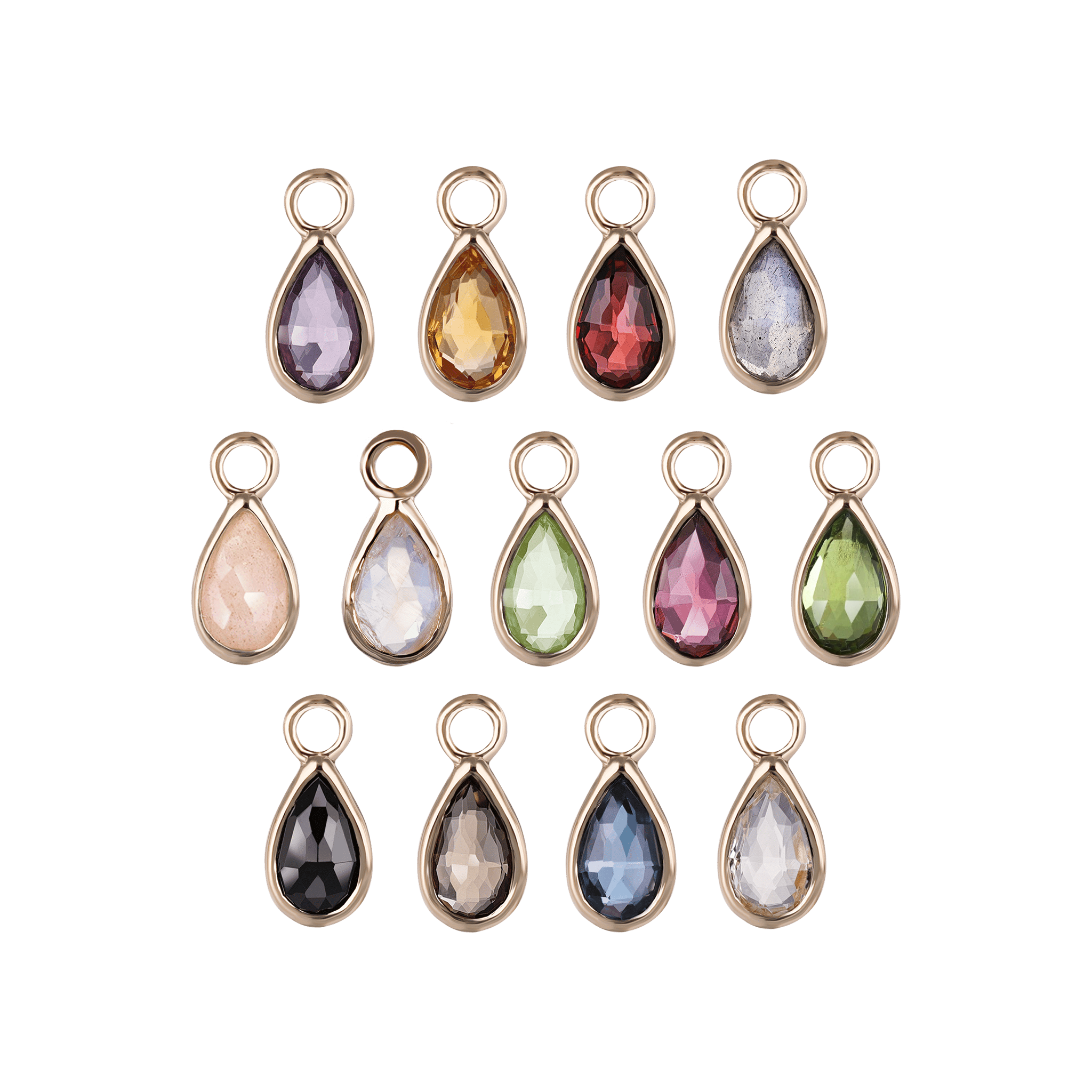 Solara • Briolette Teardrop Gemstone Hoop Charm
