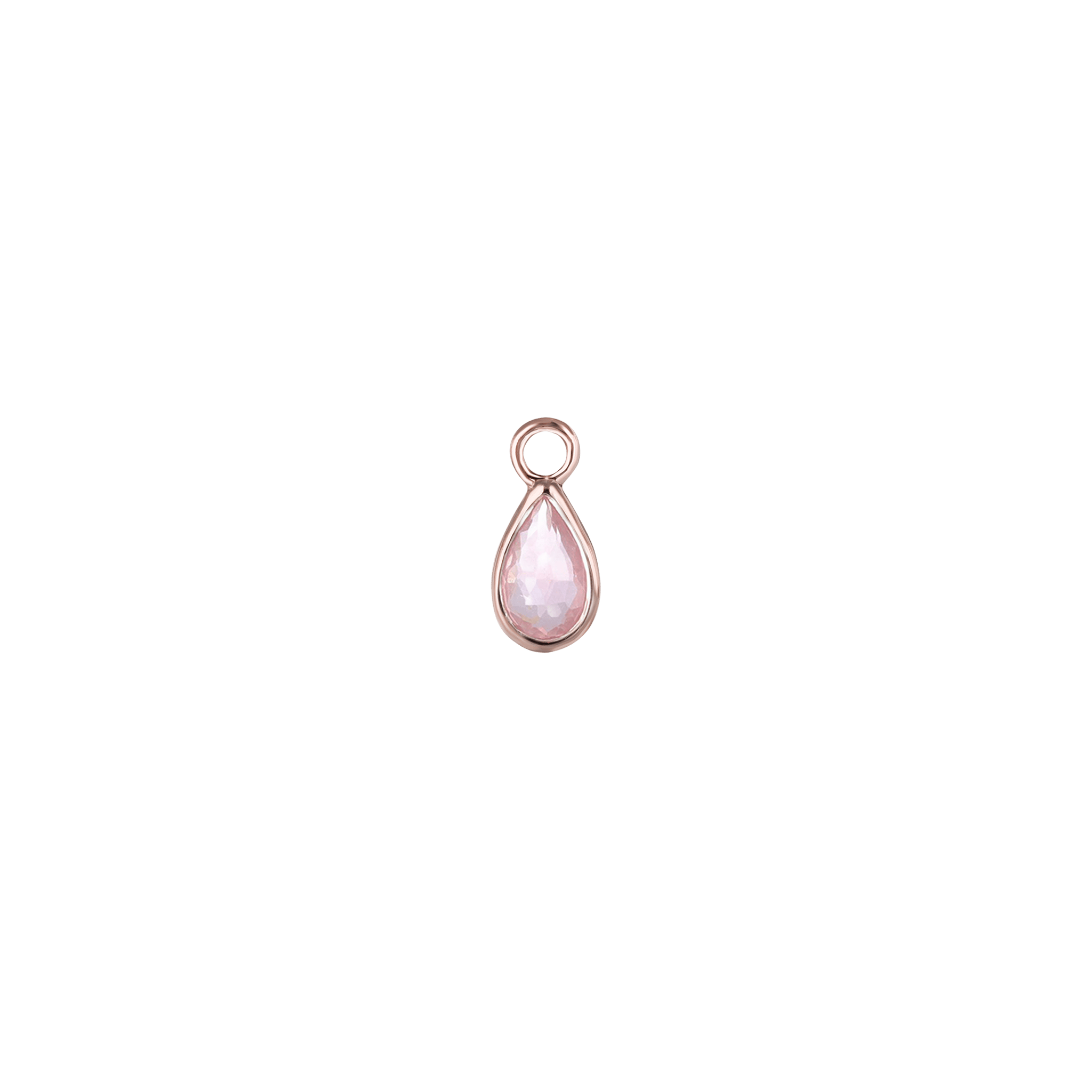 BEATTI Charms Rose Gold / Rose Quartz Solara • Briolette Teardrop Gemstone Hoop Charm BTPG034 Solara • Briolette Teardrop Gemstone Hoop Charm
