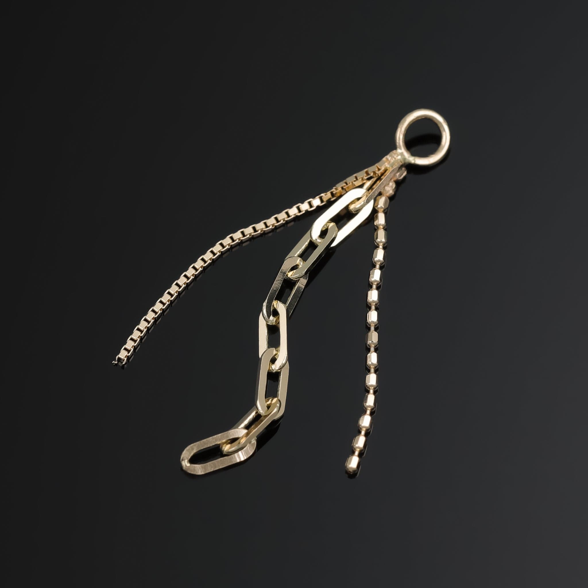 BEATTI Charms Gold Viola • 14K Gold Triple Mixed Chain Charm OR201 Viola • 14K Gold Triple Mixed Chain Charm