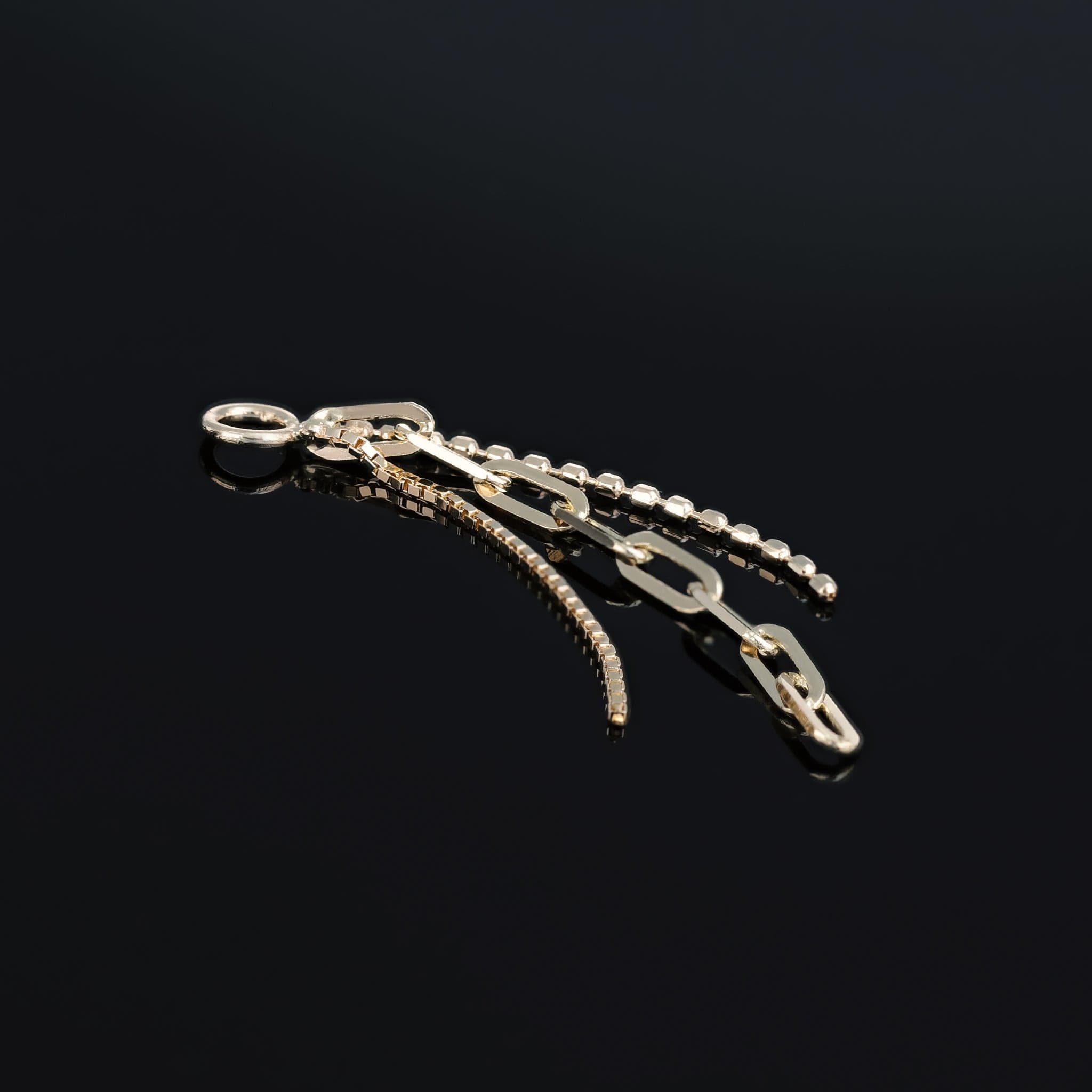 BEATTI Charms Gold Viola • 14K Gold Triple Mixed Chain Charm OR201 Viola • 14K Gold Triple Mixed Chain Charm