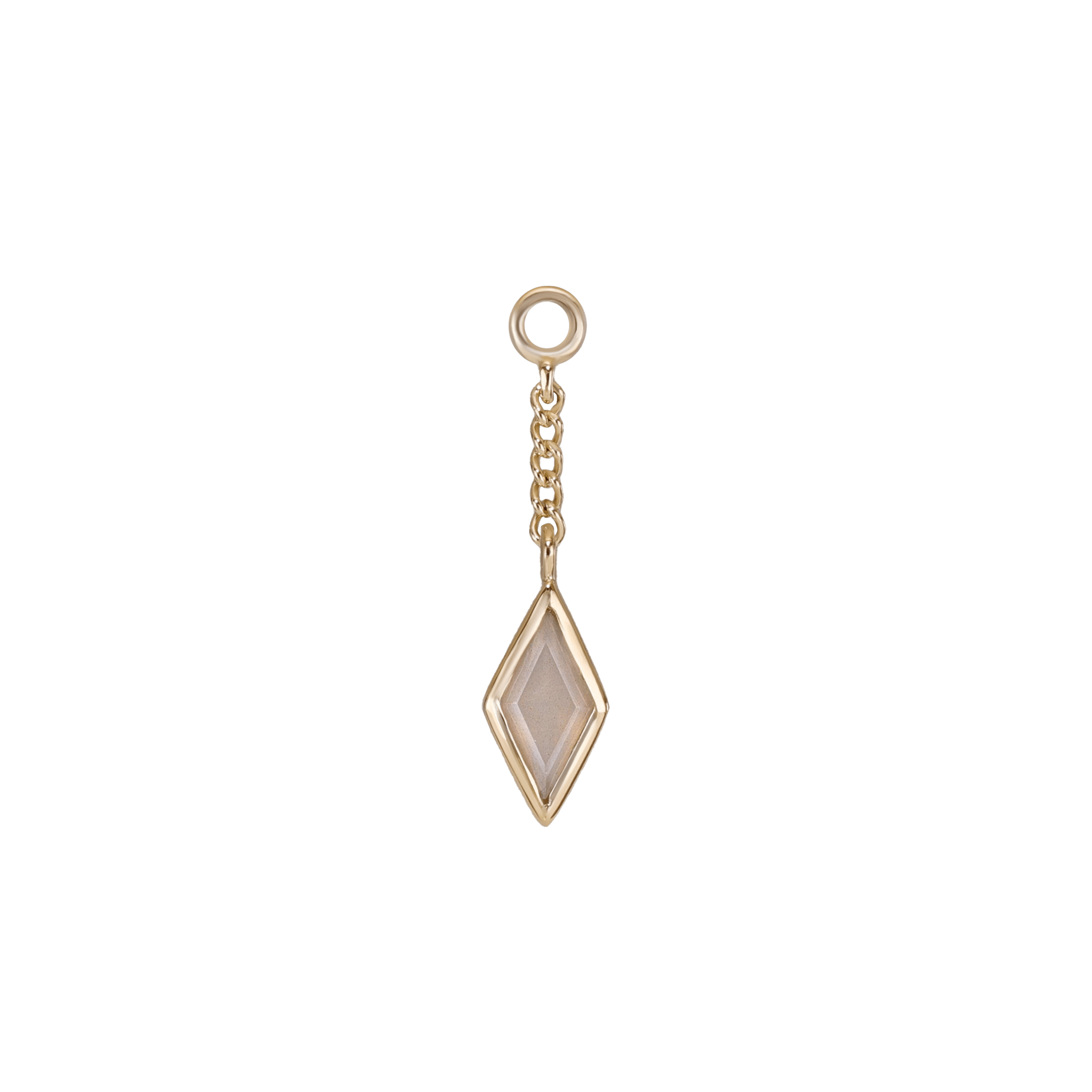 BEATTI Charms Gold / Grey Moonstone Xena • Rhombus Gemstone Chain Charm BTFG009 Xena • Rhombus Gemstone Chain Charm