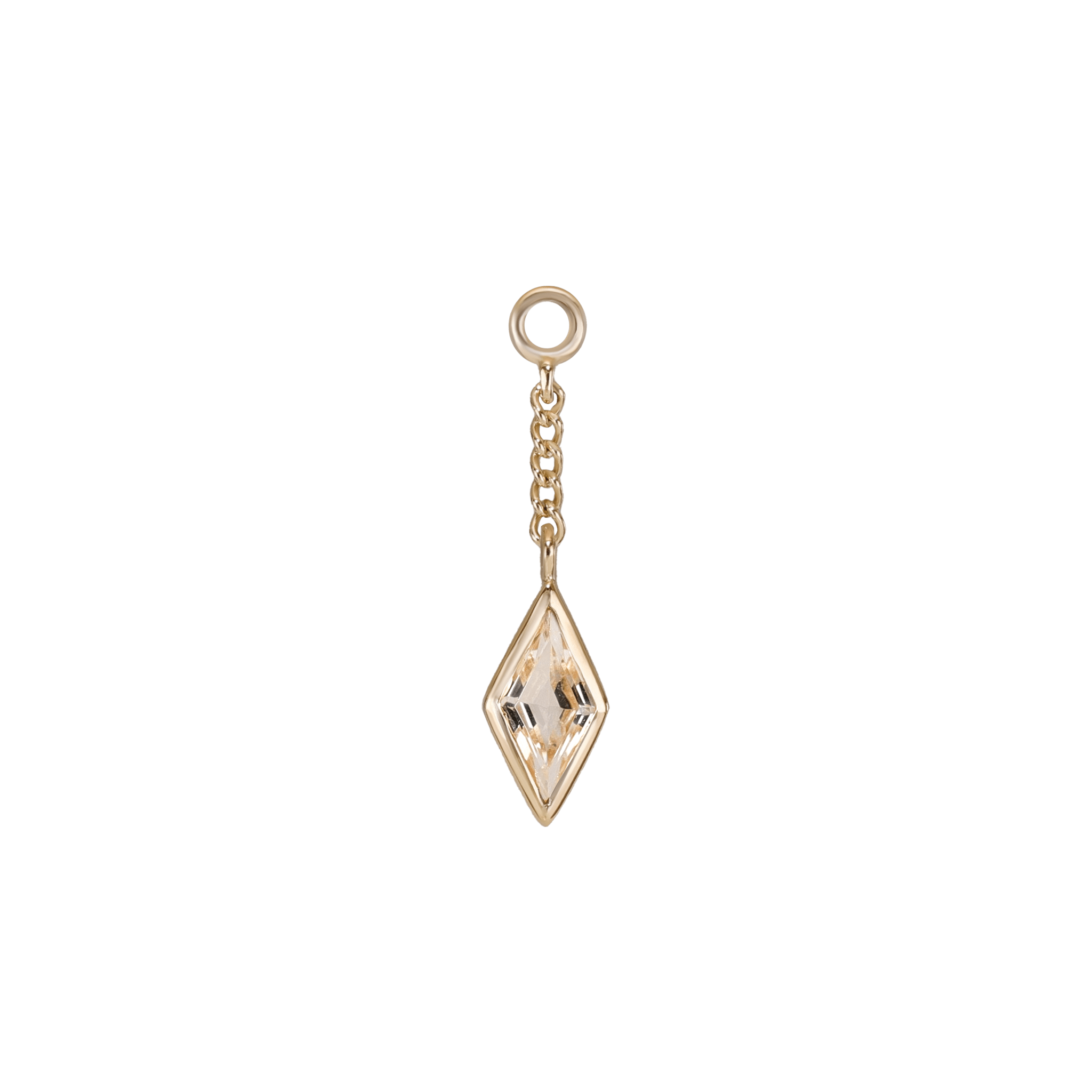 BEATTI Charms Gold / White Topaz Xena • Rhombus Gemstone Chain Charm BTFG009 Xena • Rhombus Gemstone Chain Charm