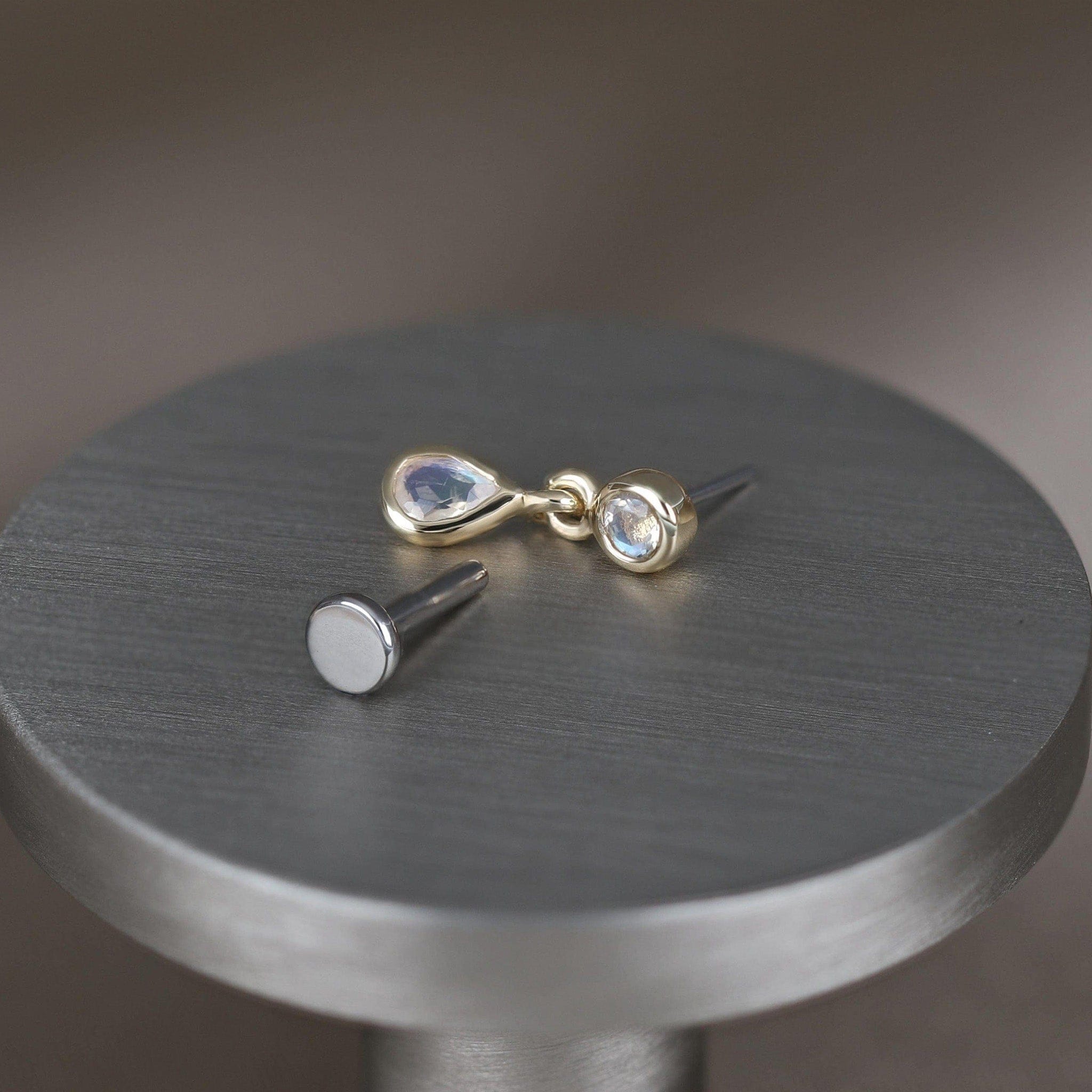 BEATTI Threadless Ends Echo • Dangle Gemstone Threadless Ends Echo 14K Gold Dangle Charm Threadless Ends Natural Gemstones