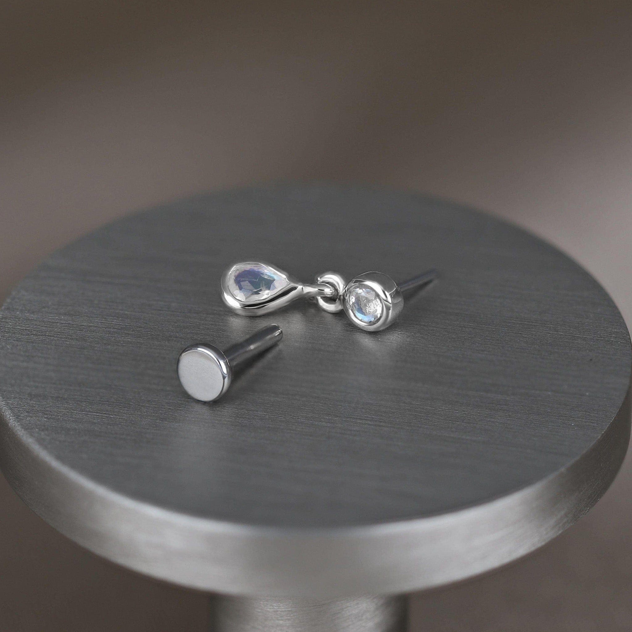 BEATTI Threadless Ends Echo • Dangle Gemstone Threadless Ends Echo 14K Gold Dangle Charm Threadless Ends Natural Gemstones