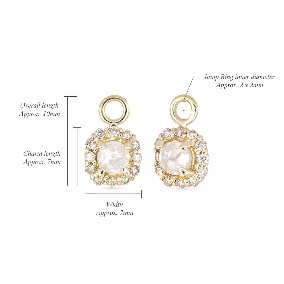 Rose Cut Diamond Halo Charm