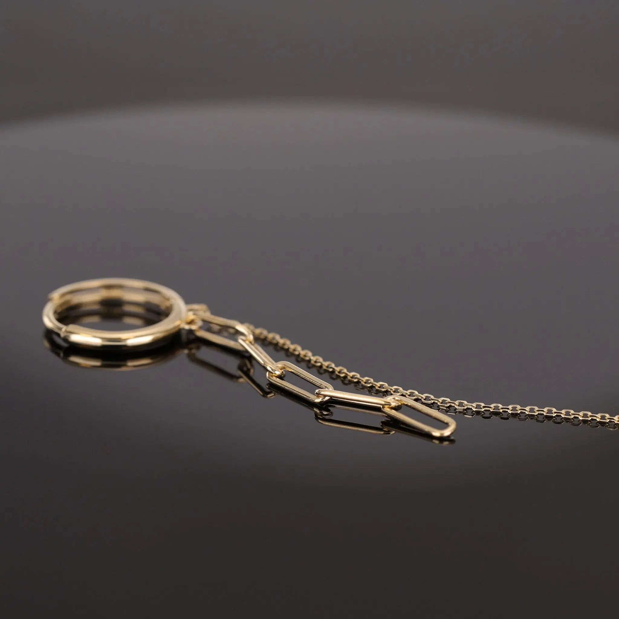 BEATTI Hoops 14K Gold Dangling Paperclip Chain Hoop 14K Gold Dangling Paperclip Chain Hoop