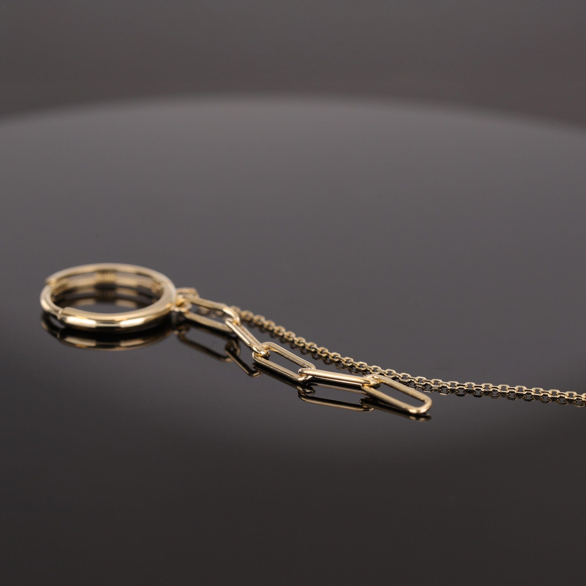 BEATTI Hoops 14K Gold Dangling Paperclip Chain Hoop 14K Gold Dangling Paperclip Chain Hoop