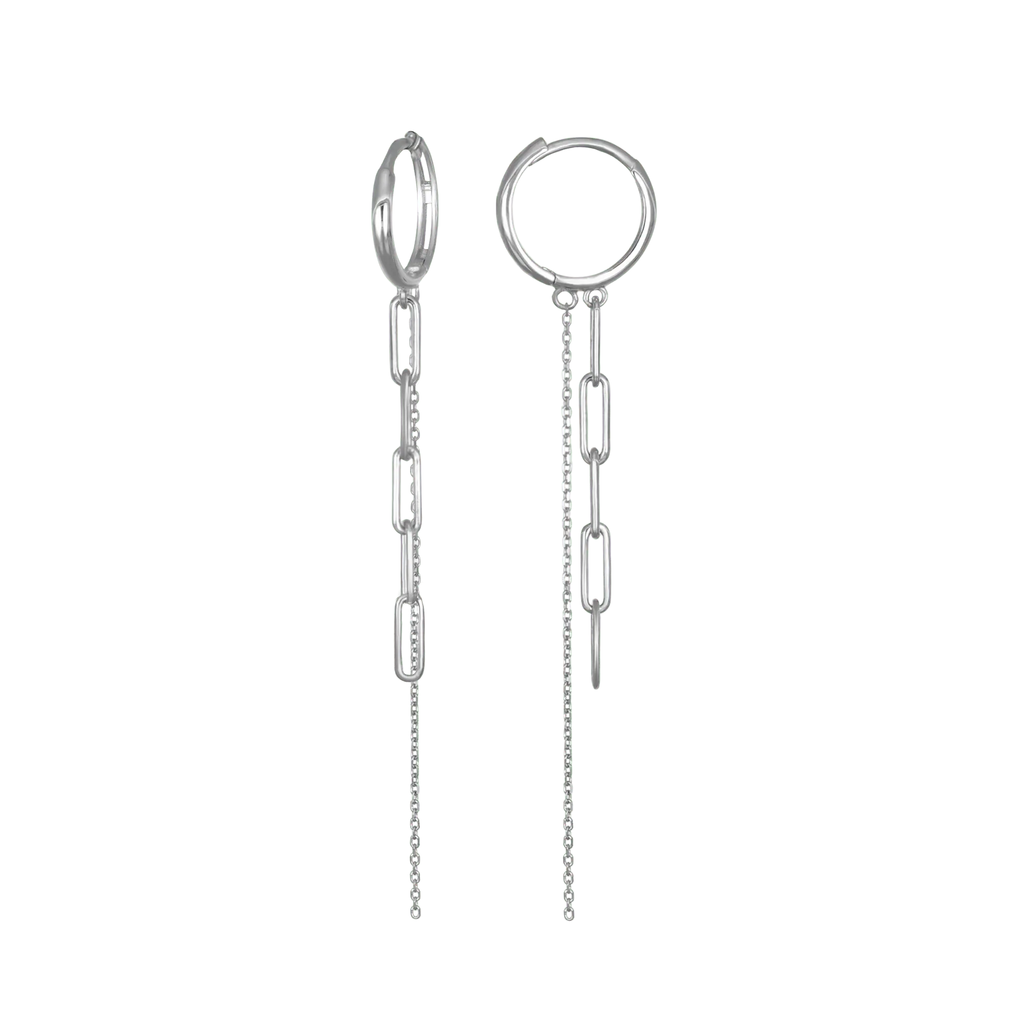 BEATTI Hoops White Gold / Single 14K Gold Dangling Paperclip Chain Hoop OT402514 14K Gold Dangling Paperclip Chain Hoop