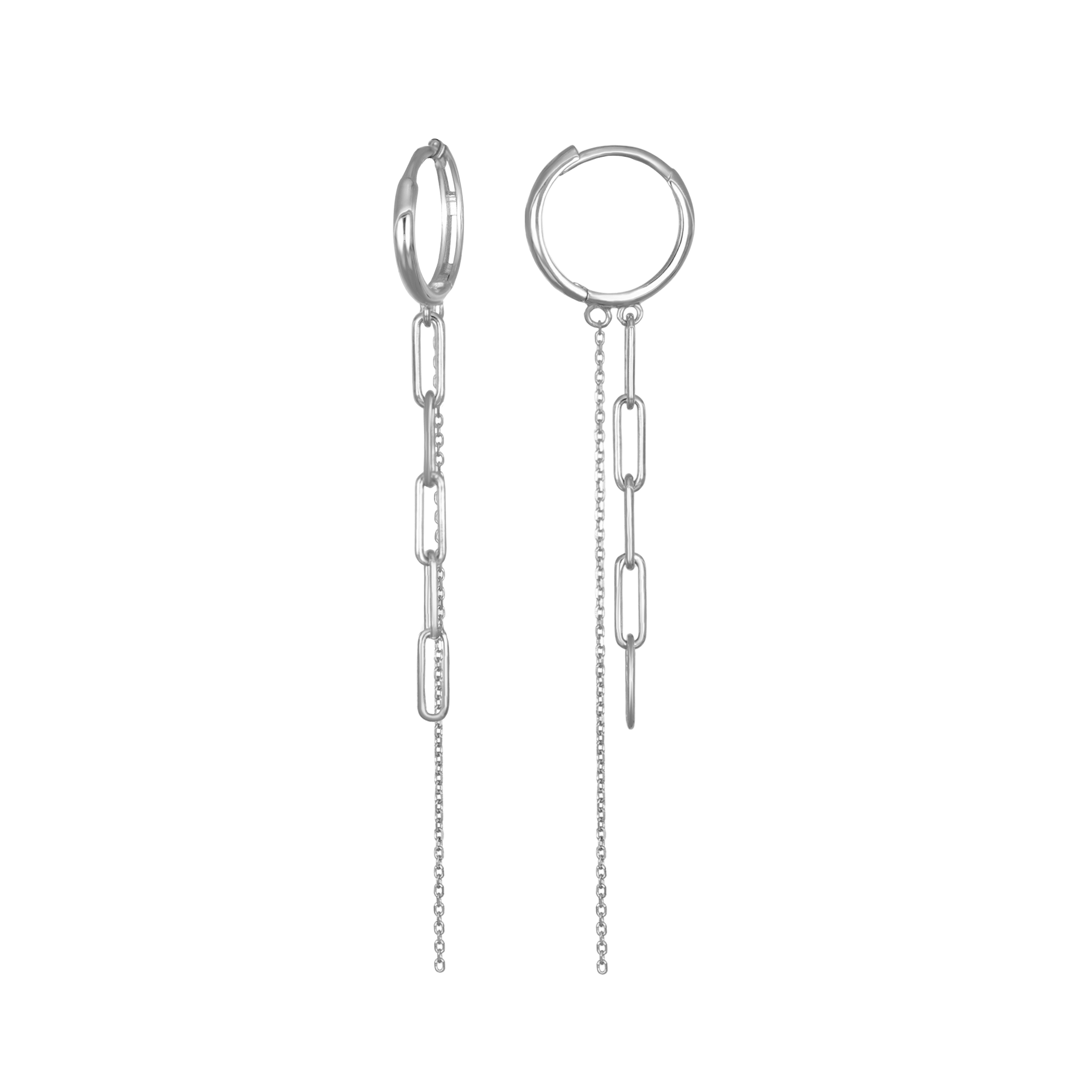 BEATTI Hoops White Gold / Single 14K Gold Dangling Paperclip Chain Hoop OT402514 14K Gold Dangling Paperclip Chain Hoop