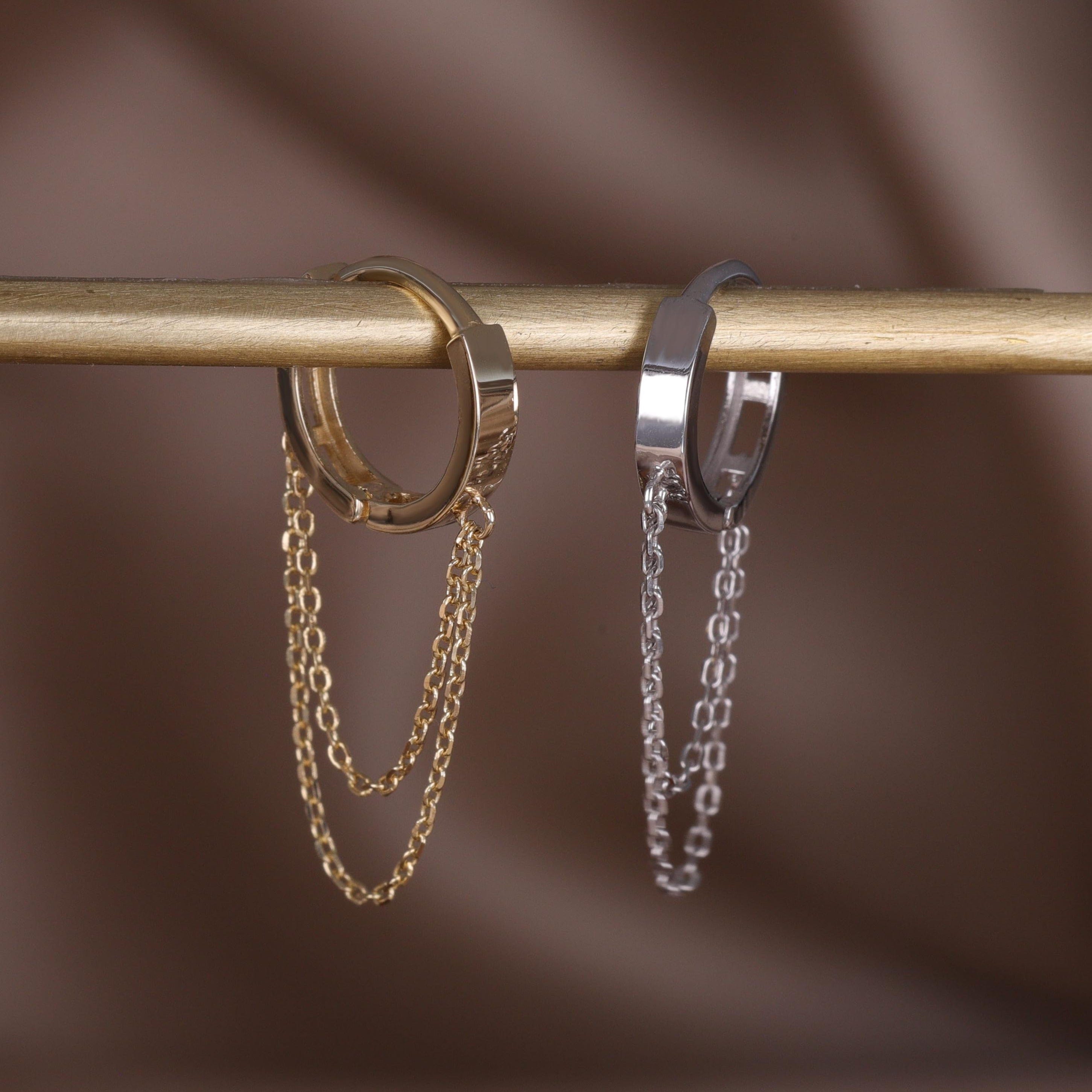 BEATTI Hoops 14k Gold Double Chained Hoop 14k Gold Double Chained Hoop