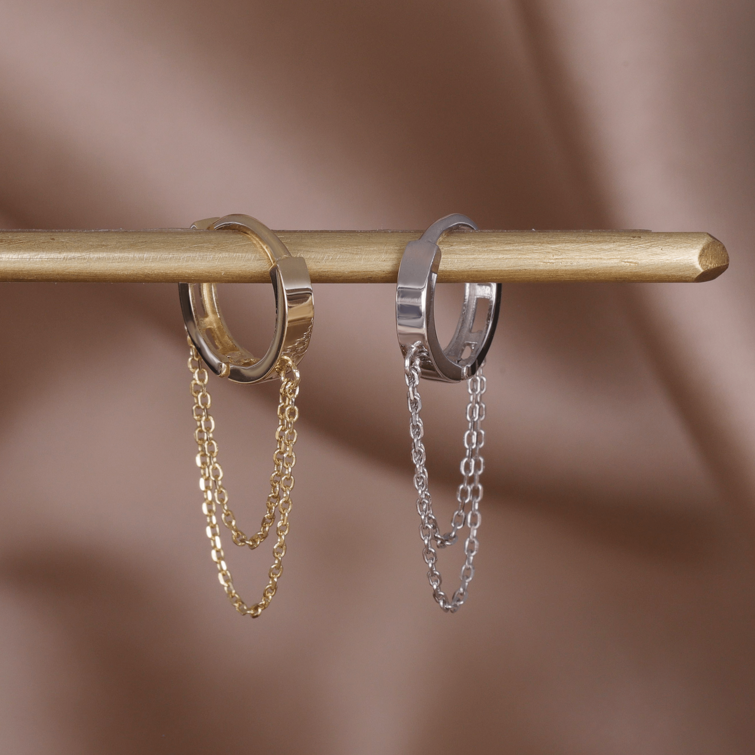 BEATTI Hoops 14k Gold Double Chained Hoop 14k Gold Double Chained Hoop