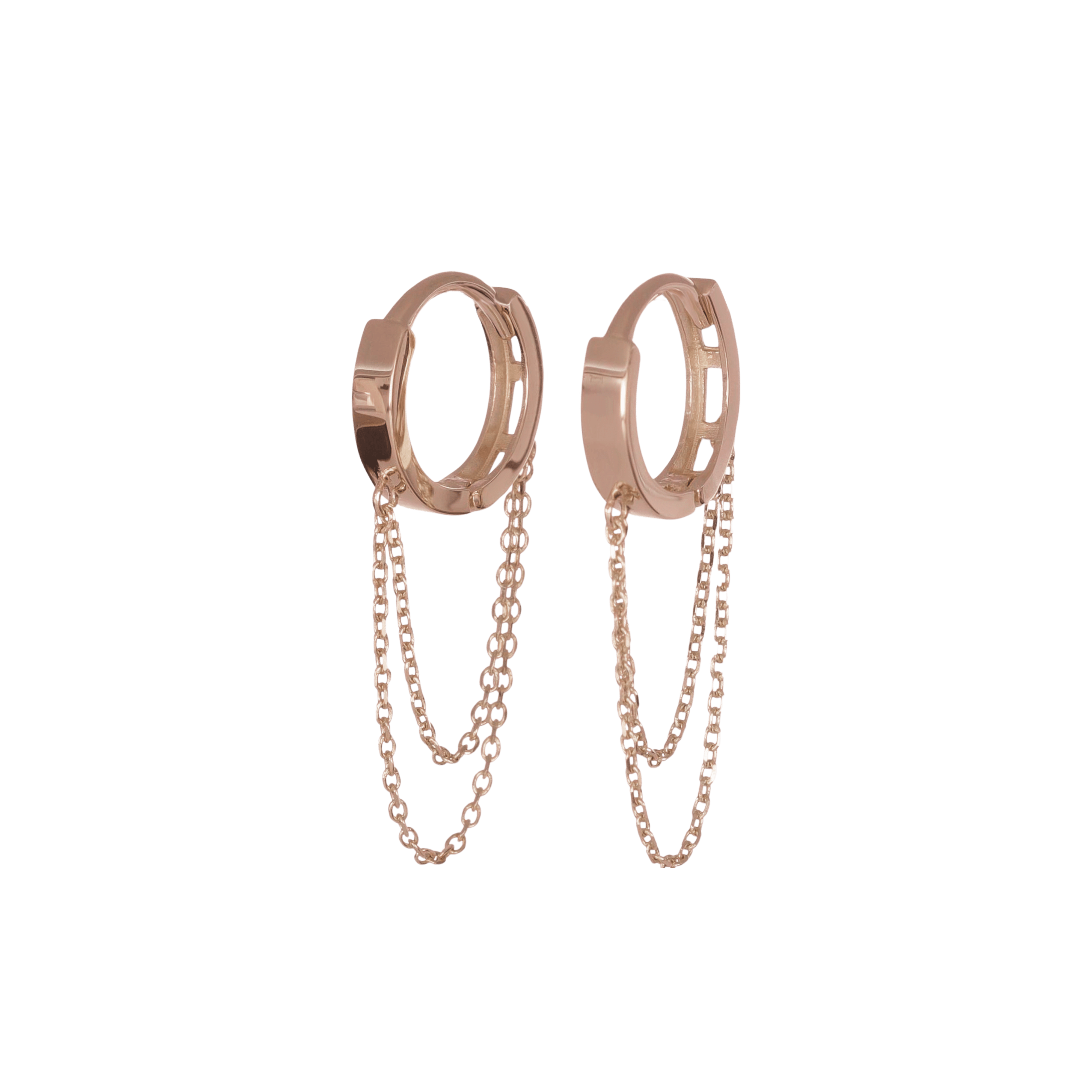 BEATTI Hoops Rose Gold / Single 14k Gold Double Chained Hoop OT401691 SINGLE RG 14k Gold Double Chained Hoop