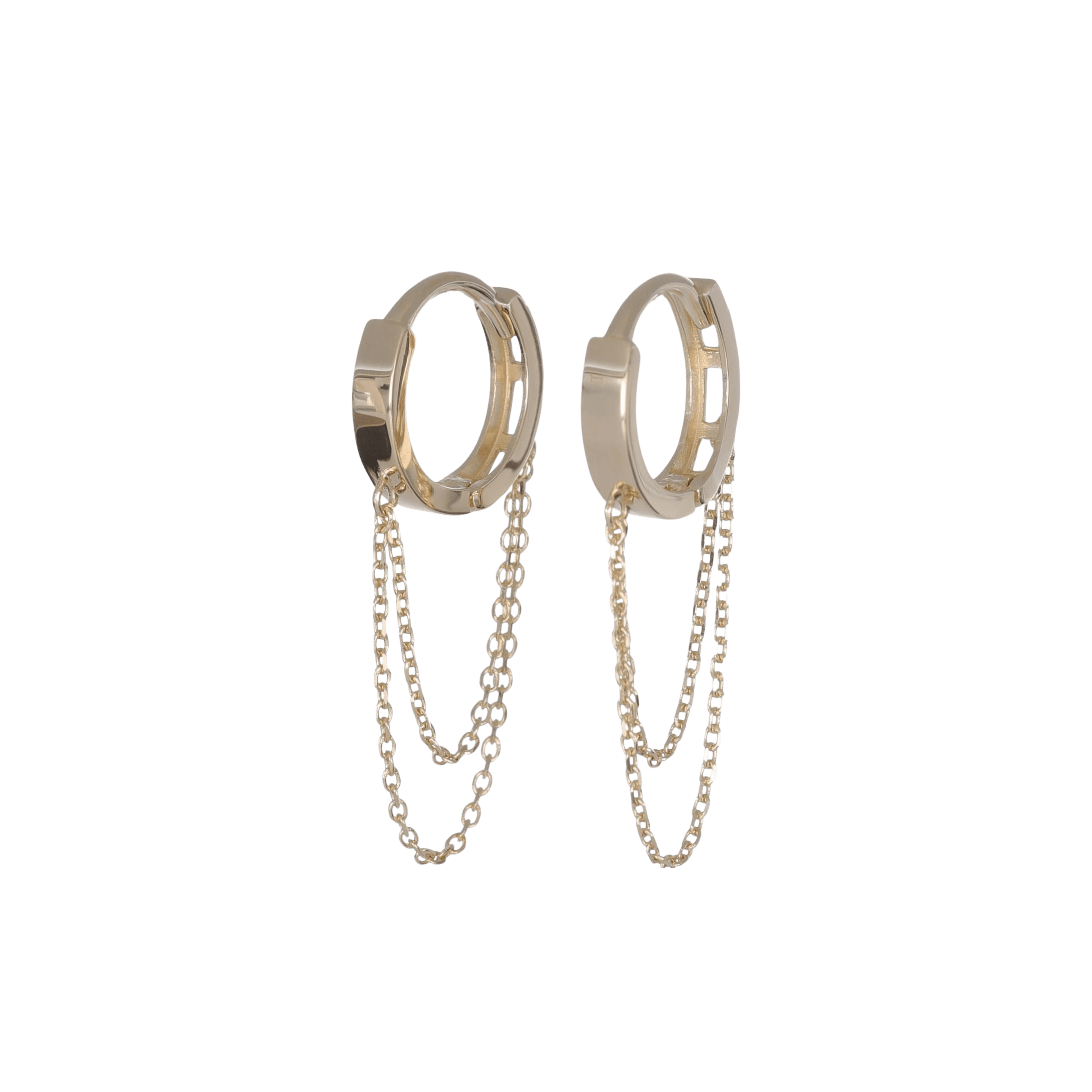 BEATTI Hoops Gold / Single 14k Gold Double Chained Hoop OT401691 SINGLE YG 14k Gold Double Chained Hoop