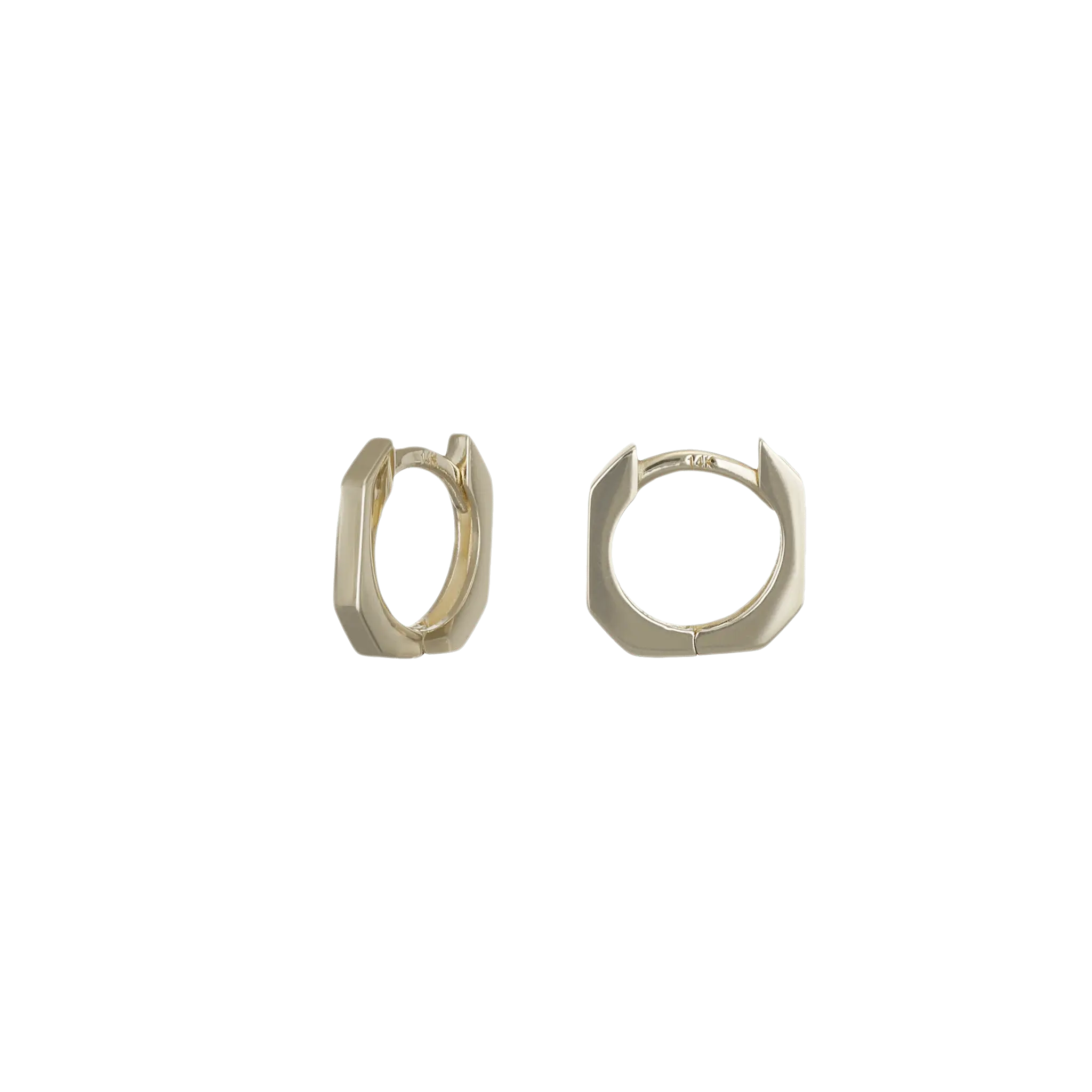 BEATTI Hoops 14k Gold Geometric Edge Hoop Earring 14k Gold Geometric Edge Hoop Earring