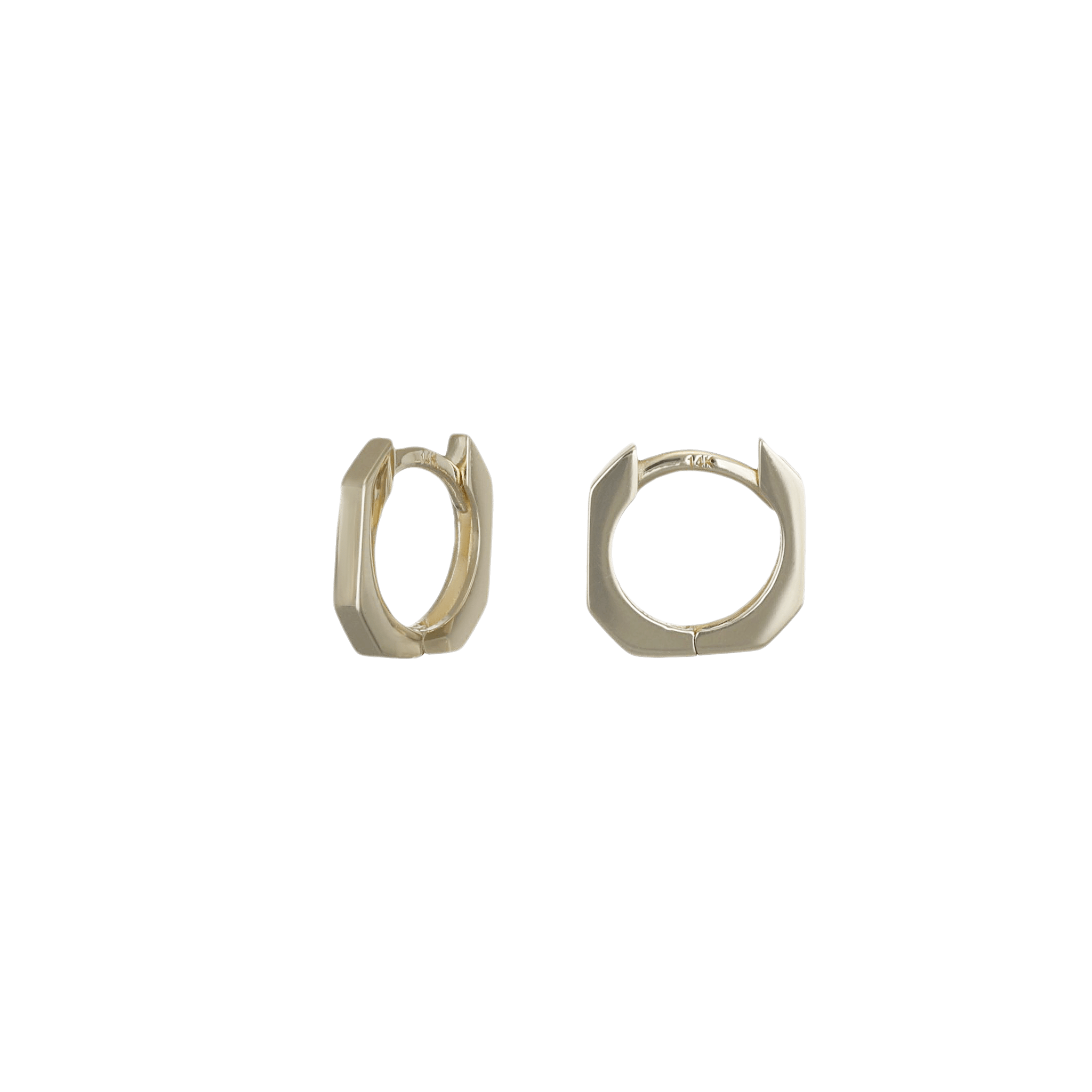 BEATTI Hoops 14k Gold Geometric Edge Hoop Earring 14k Gold Geometric Edge Hoop Earring