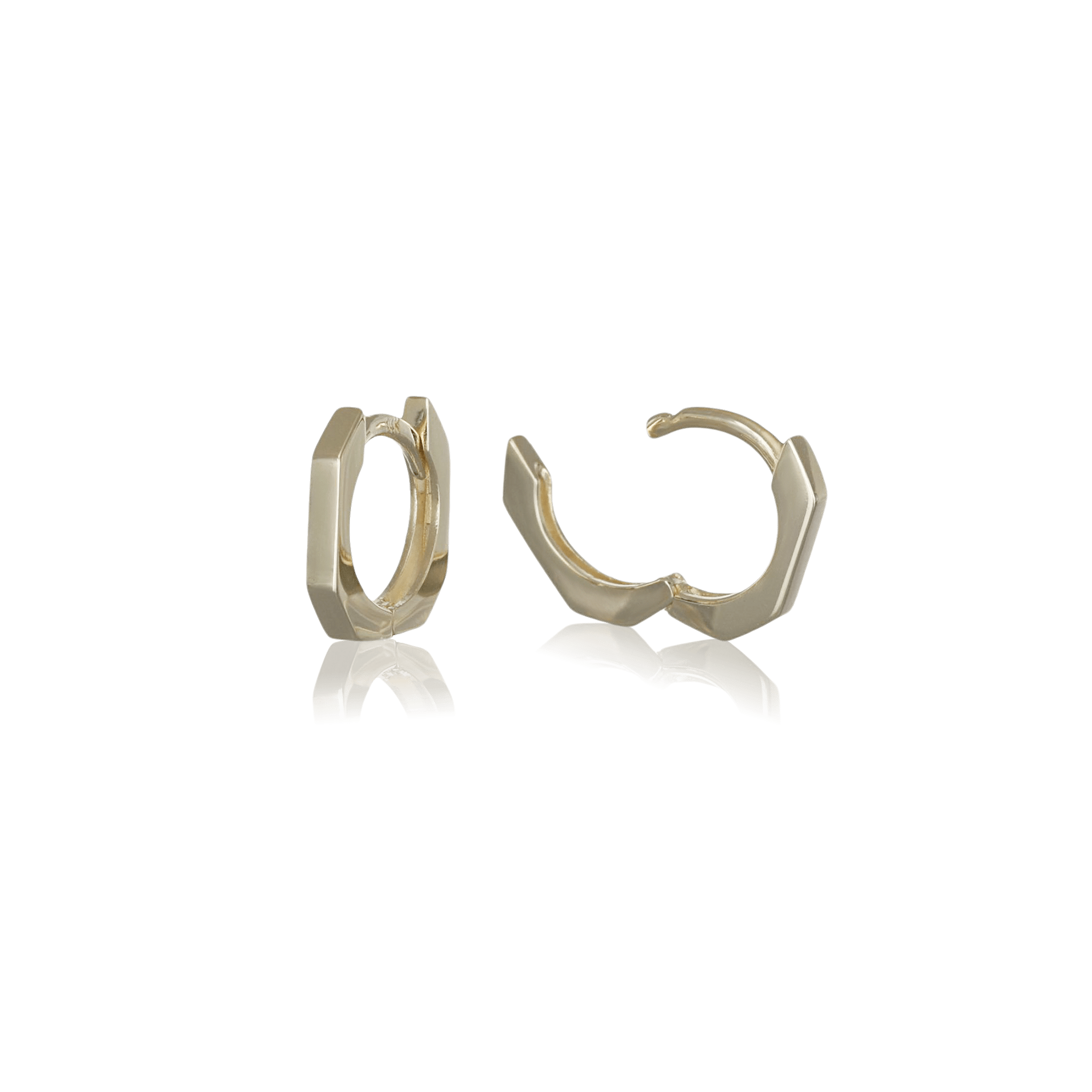 BEATTI Hoops 14k Gold Geometric Edge Hoop Earring 14k Gold Geometric Edge Hoop Earring