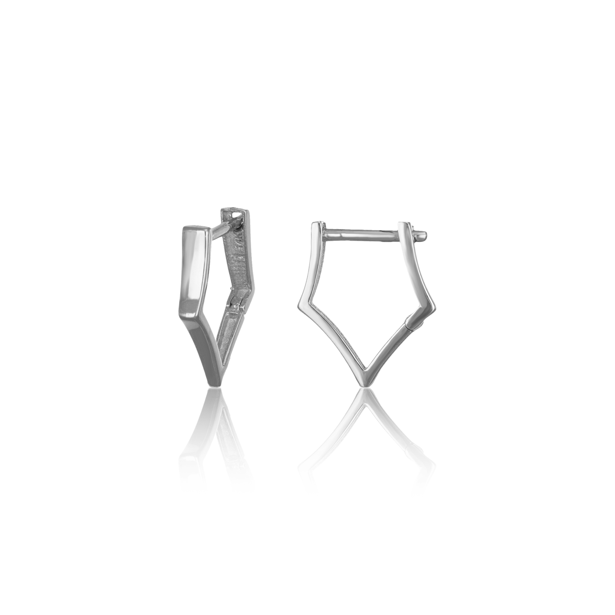 BEATTI Hoops White Gold / Single 14k Gold Sleek Edge Hoop Earring OT401163 SINGLE WG 14k Gold Sleek Edge Hoop Earring