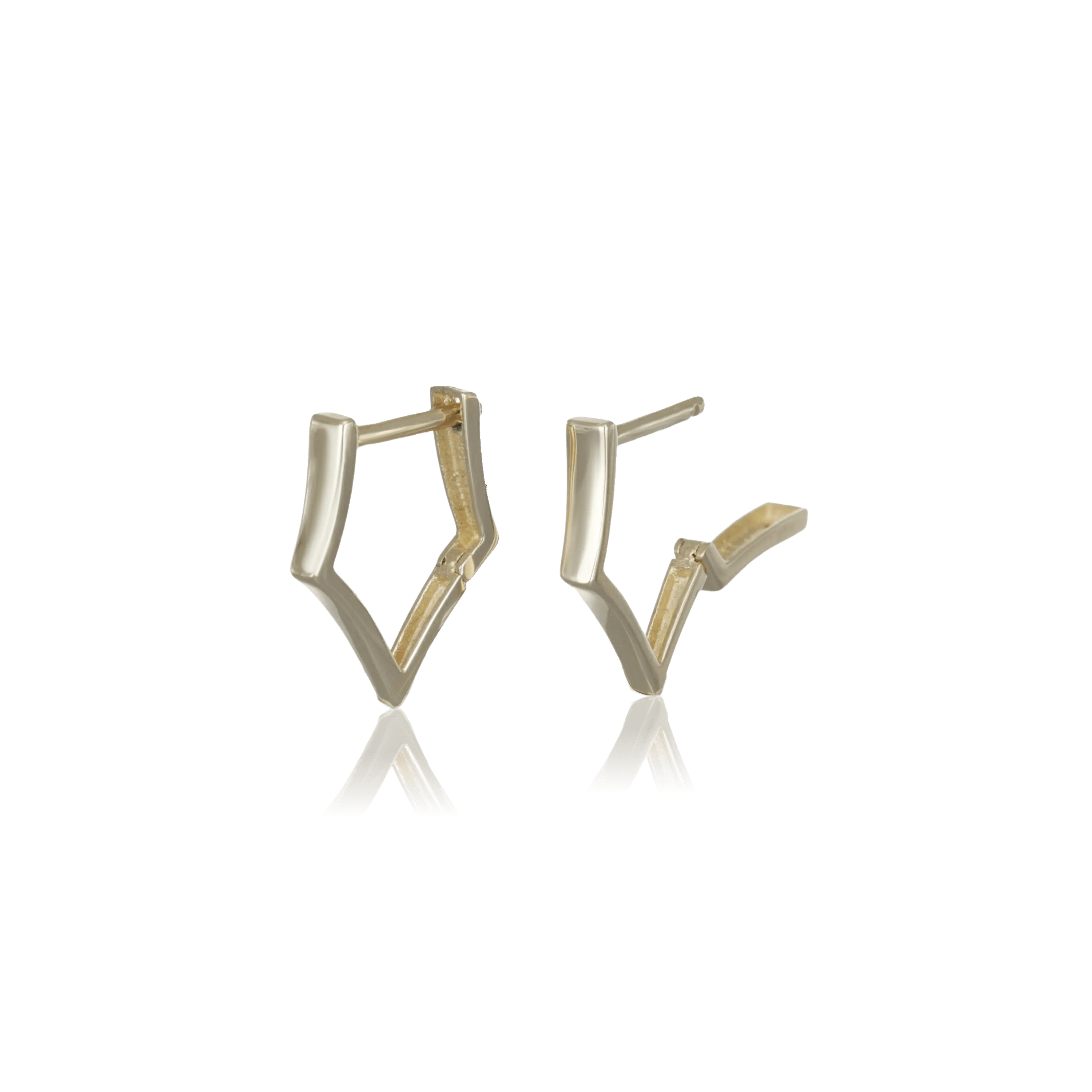 BEATTI Hoops Gold / Single 14k Gold Sleek Edge Hoop Earring OT401163 SINGLE YG 14k Gold Sleek Edge Hoop Earring