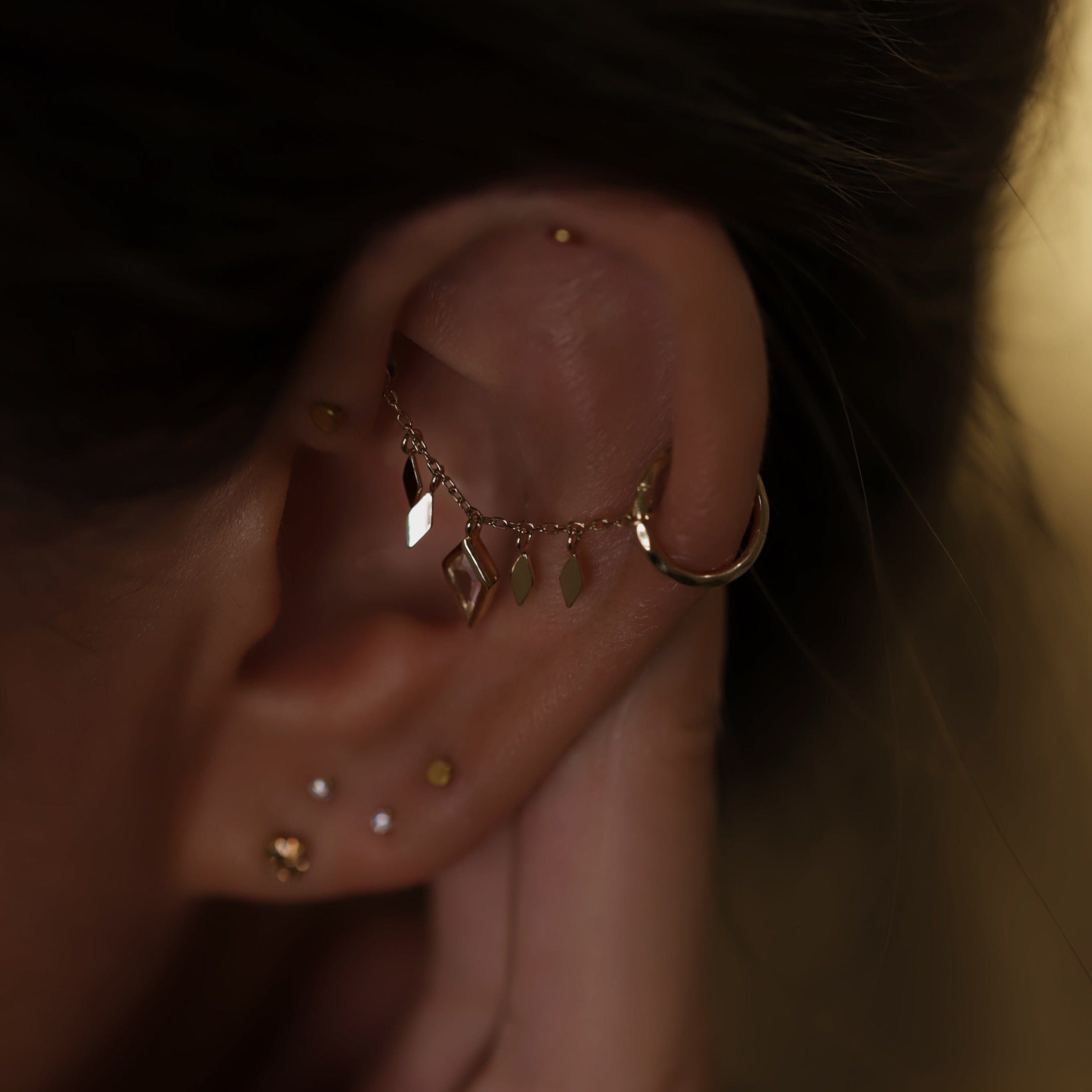 BEATTI Hoops 14K Gold Textured Clicker Hoop • 6mm 14K Gold Textured Clicker Hoop • 6mm