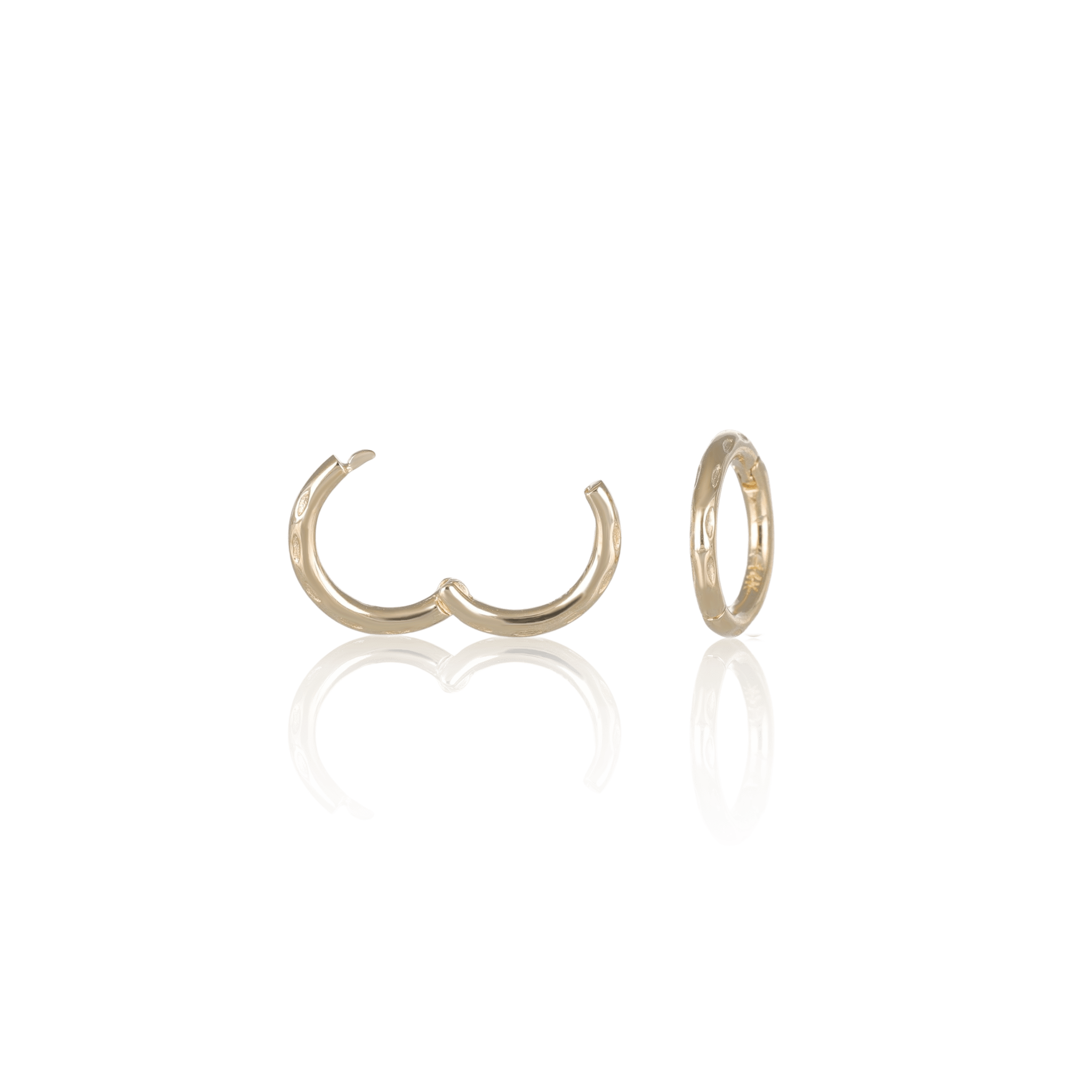 BEATTI Hoops Gold / Single 14K Gold Textured Clicker Hoop • 6mm BTEG018 SMALL 14K Gold Textured Clicker Hoop • 6mm